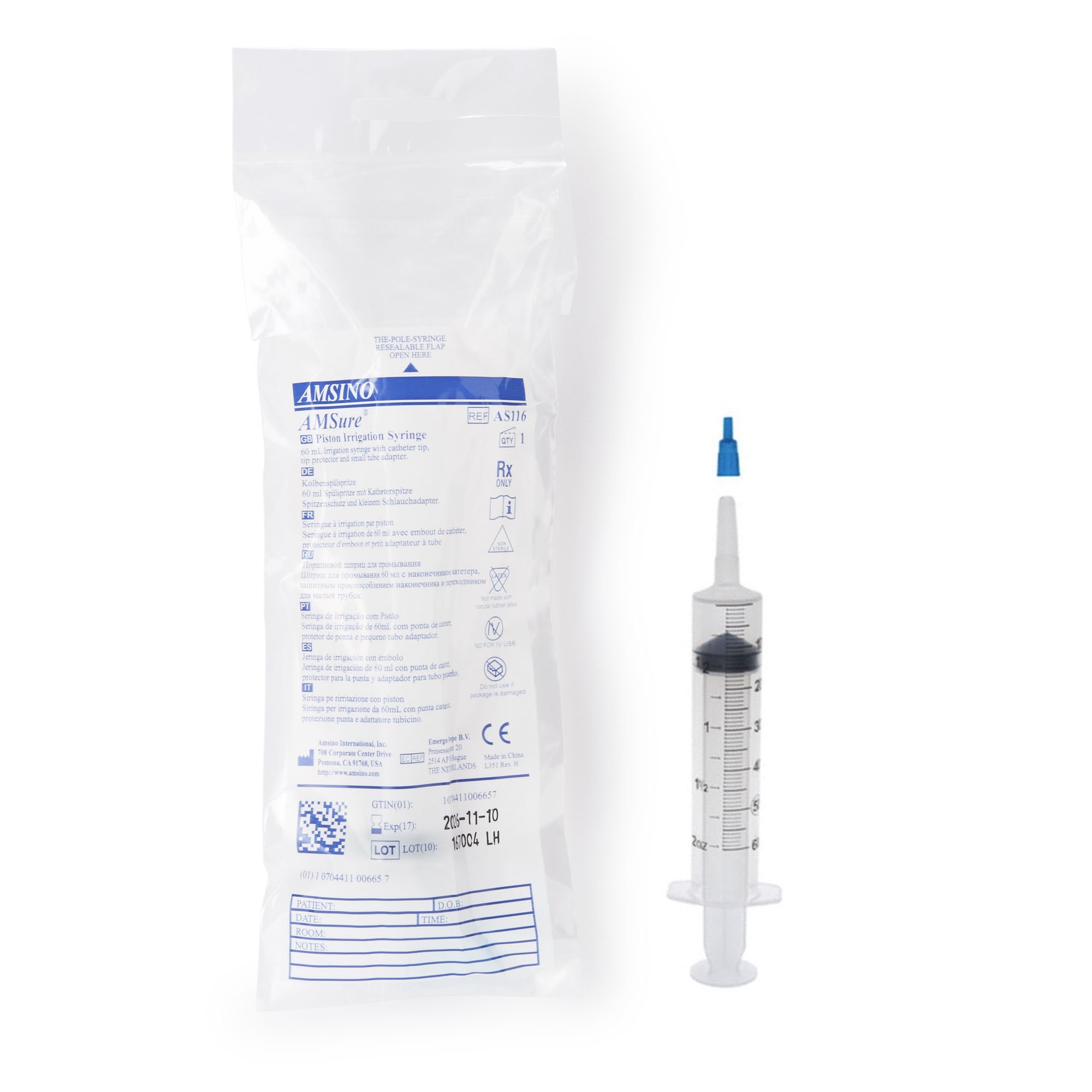 Amsino International - AS116 AMSure® Pole Syringes® Enteral Feeding / Irrigation Syringe