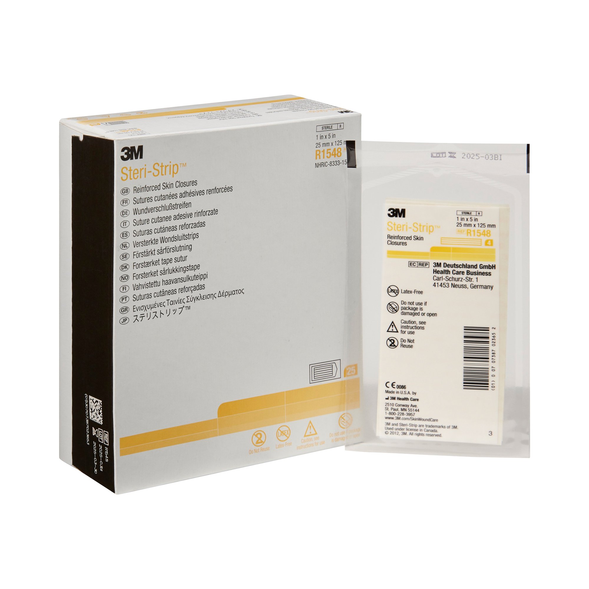 Solventum Corporation R1548 - 3M™ Steri-Strip™ Skin Closure Strip, 1 x 5 in. - 1/Each, 25/Box, 100/Case