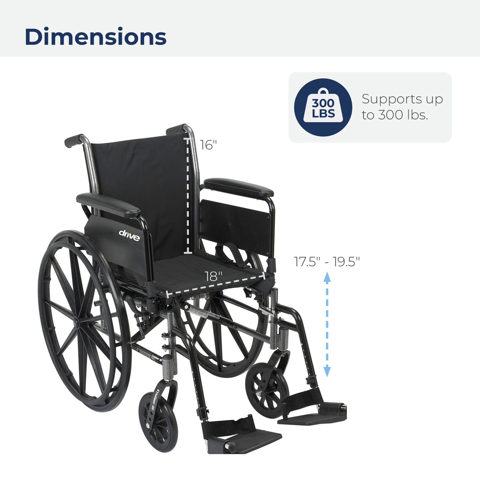 Drive DeVilbiss Healthcare - K318DFA-SF drive™ Cruiser III Lightweight Wheelchair
