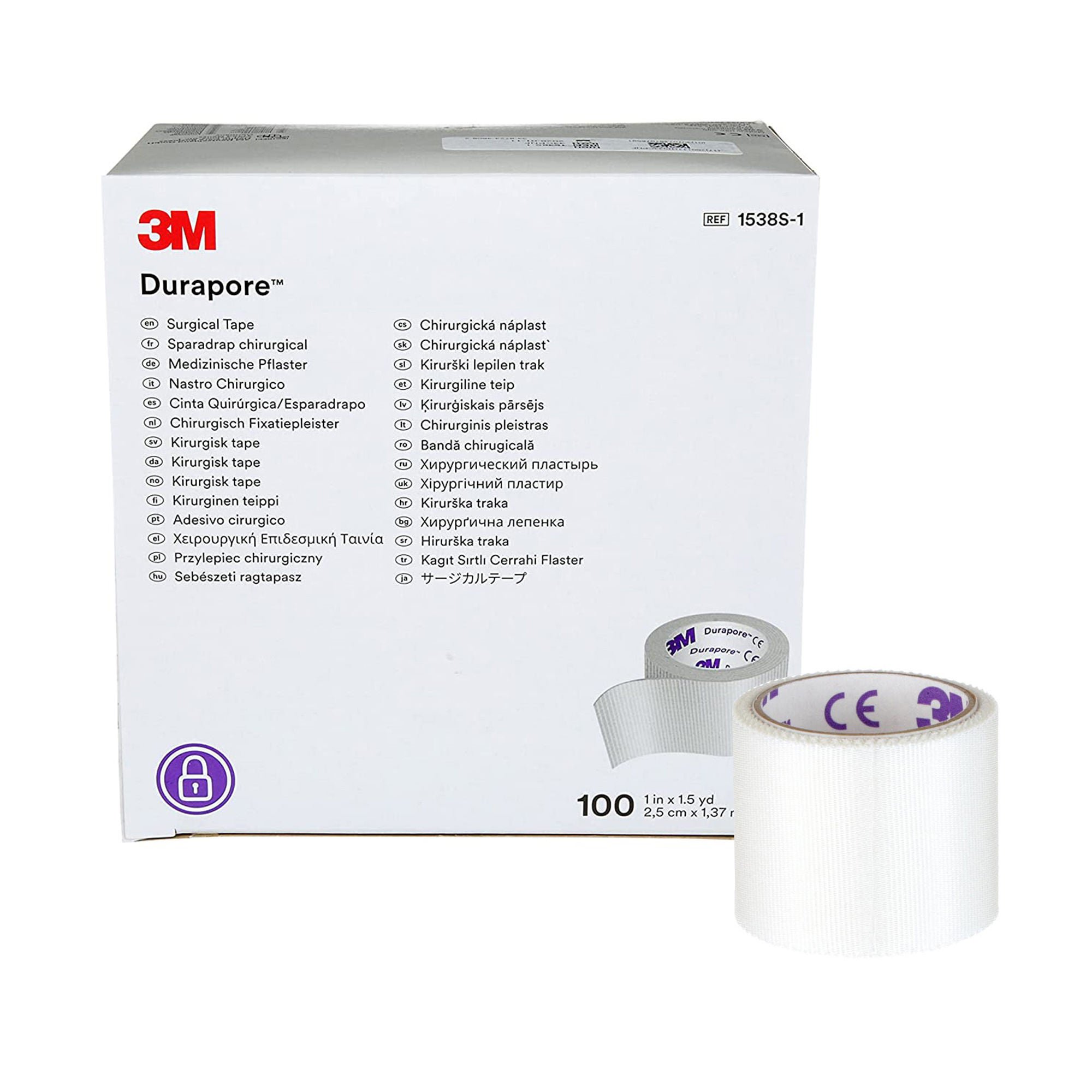 Solventum Corporation - 1538S-1 3M™ Durapore™ Silk-Like Cloth Medical Tape