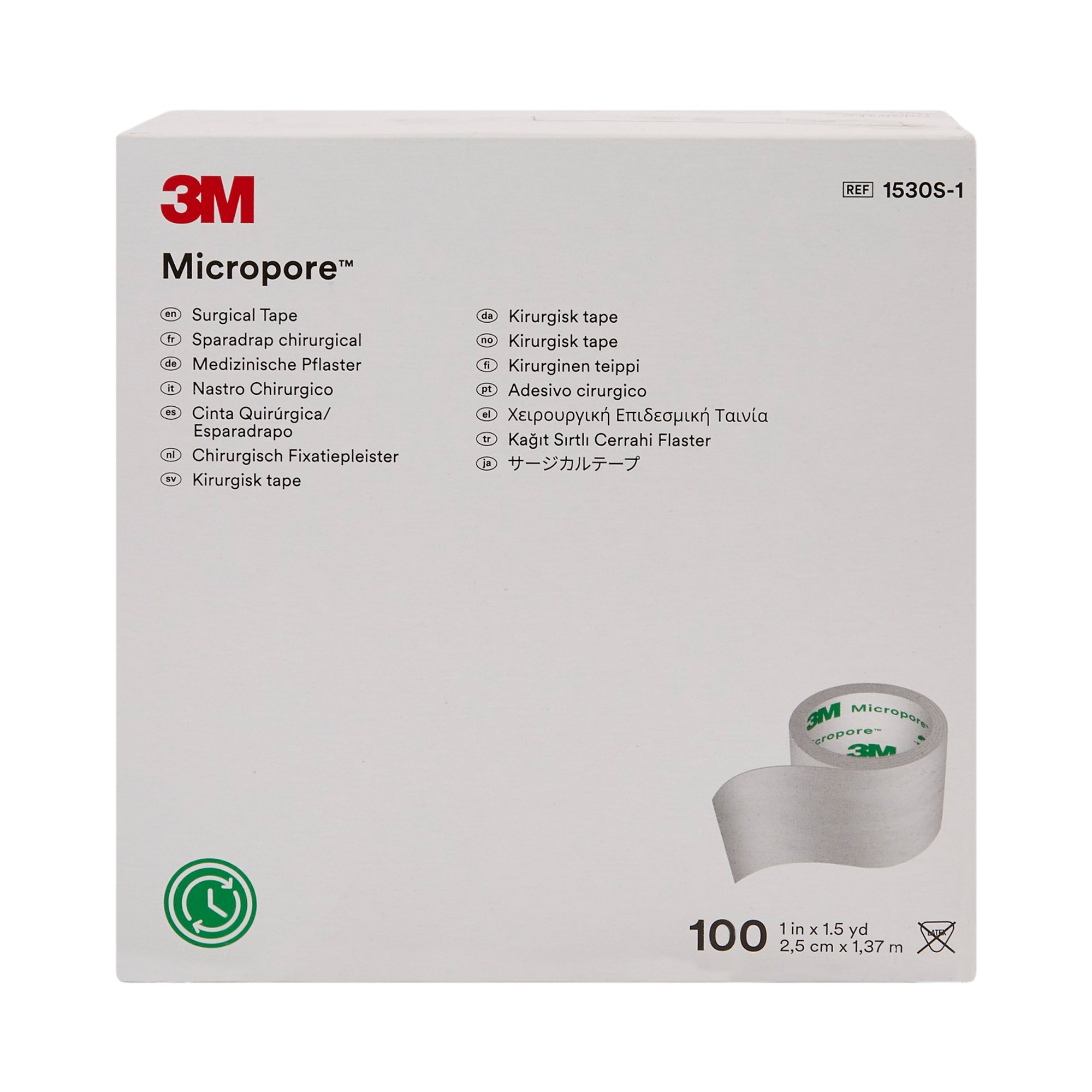 Solventum Corporation 1530S-1 - 3M™ Micropore™ Paper Medical Tape, 1 Inch x 1-1/2 Yard, White - 100/Box, 500/Case