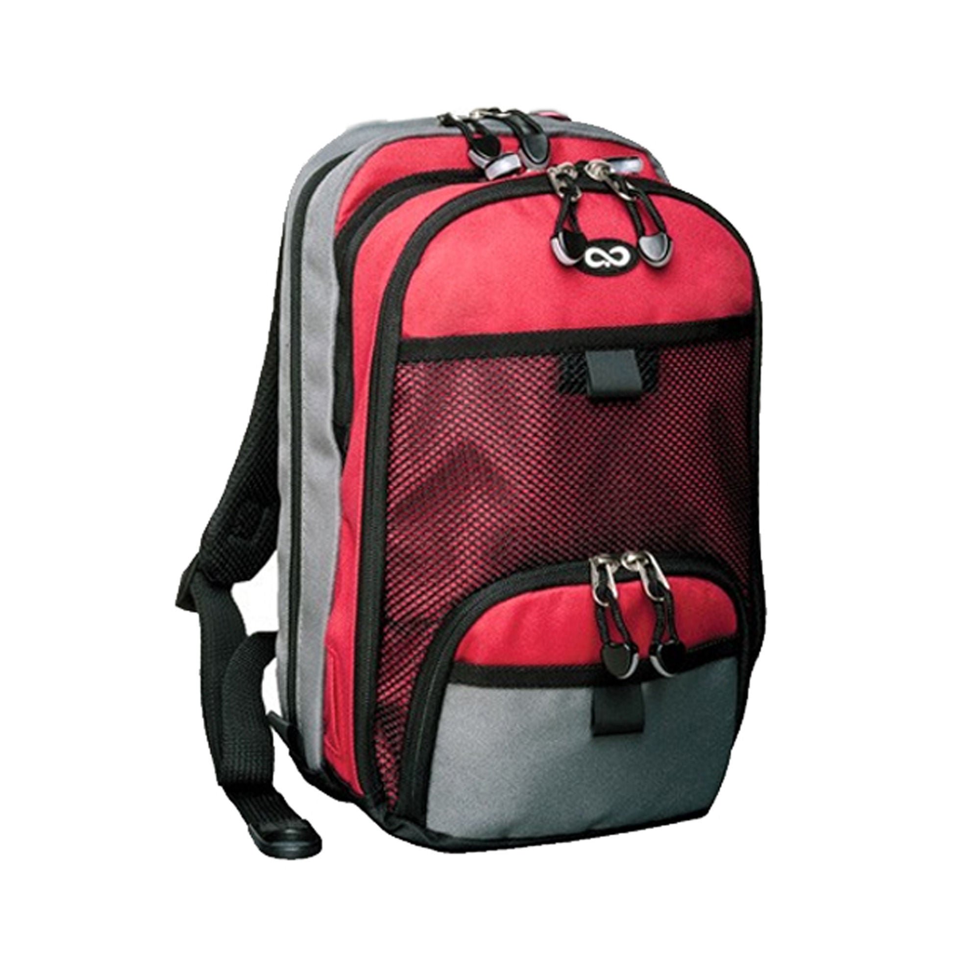 Zevex - PCK1001 Feeding Pump Backpack For EnteraLite® Infinity enteral feeding pump with a 500 ml bag in the front section and can also accomodate a 1200 ml bag in the rear section.