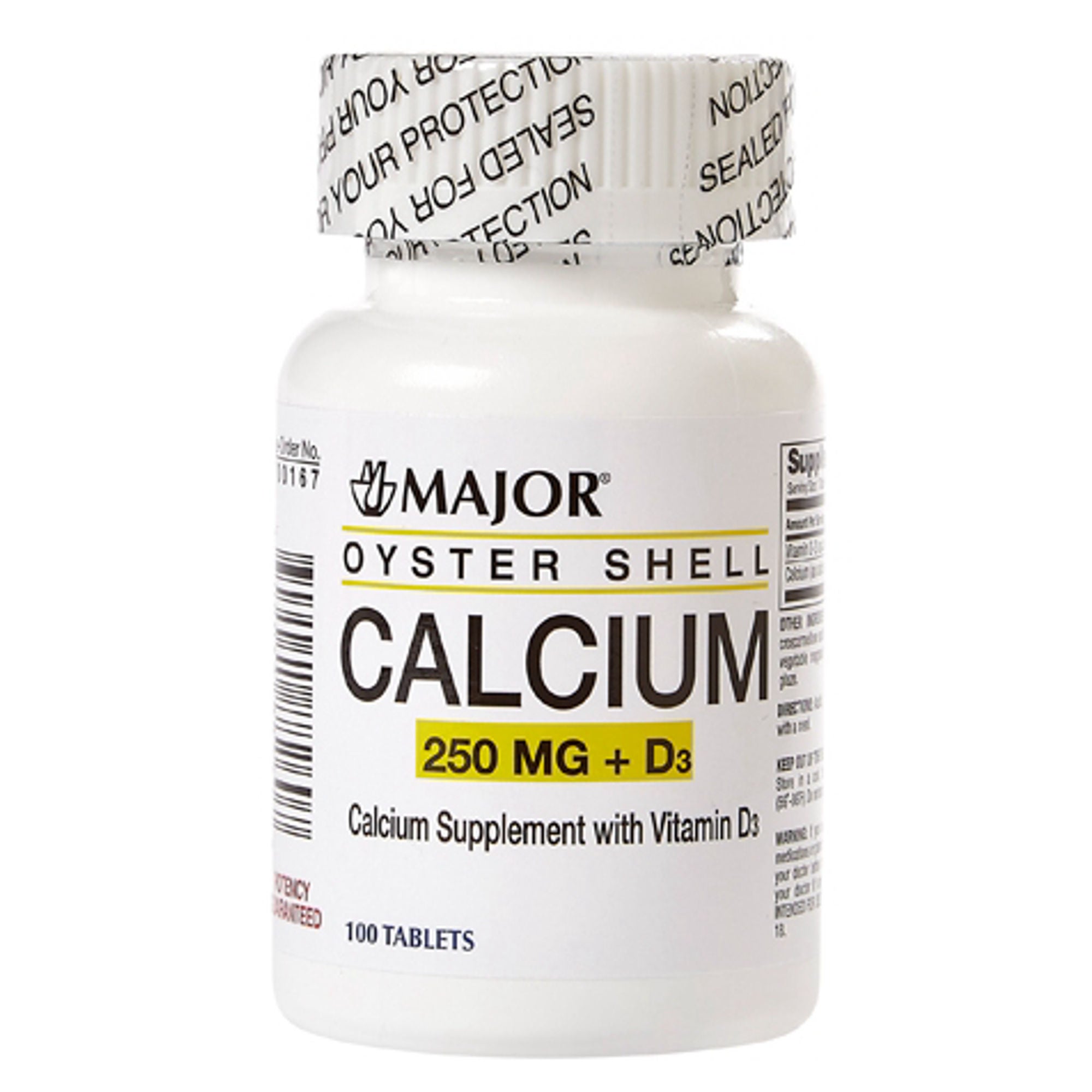 Major Pharmaceuticals - 00904188260 Joint Health Supplement Major® Calcium Carbonate 250 mg Strength Tablet 100 per Bottle
