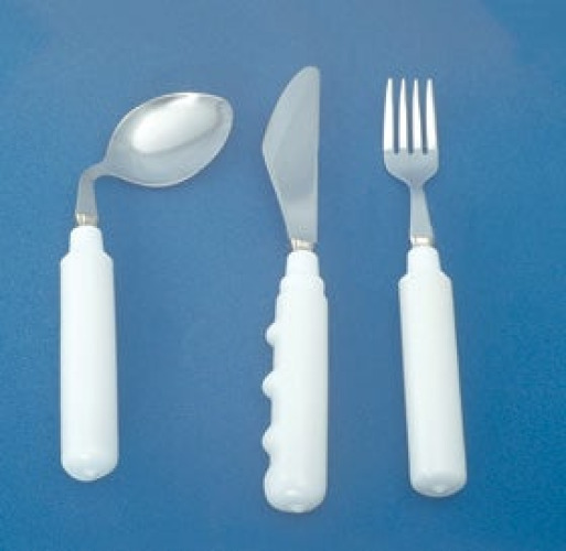 Alimed - 2970011309 Fork Grip-Tight Angled / Right Handed White Metal / Plastic