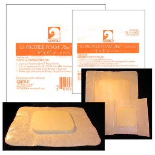 Gentell - GEN-14400C Foam Dressing Gentell® Bordered 4 X 4 Inch With Border Waterproof Backing Adhesive Square Sterile