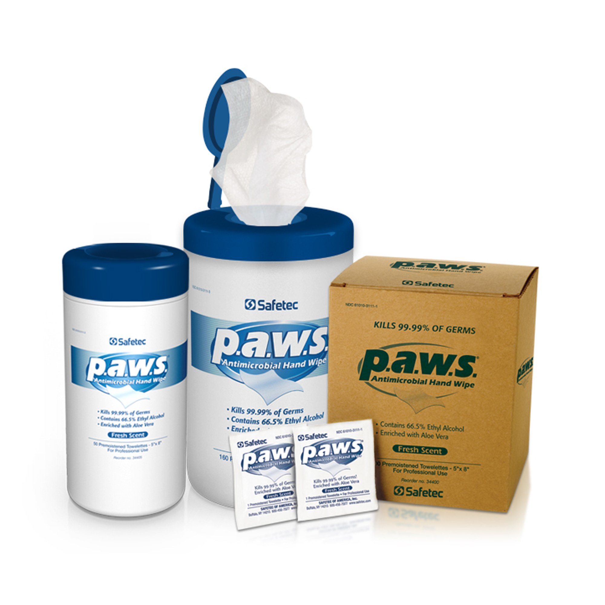 P.A.W.S. Hand Sanitizing Wipe 34400 by Safetec of America