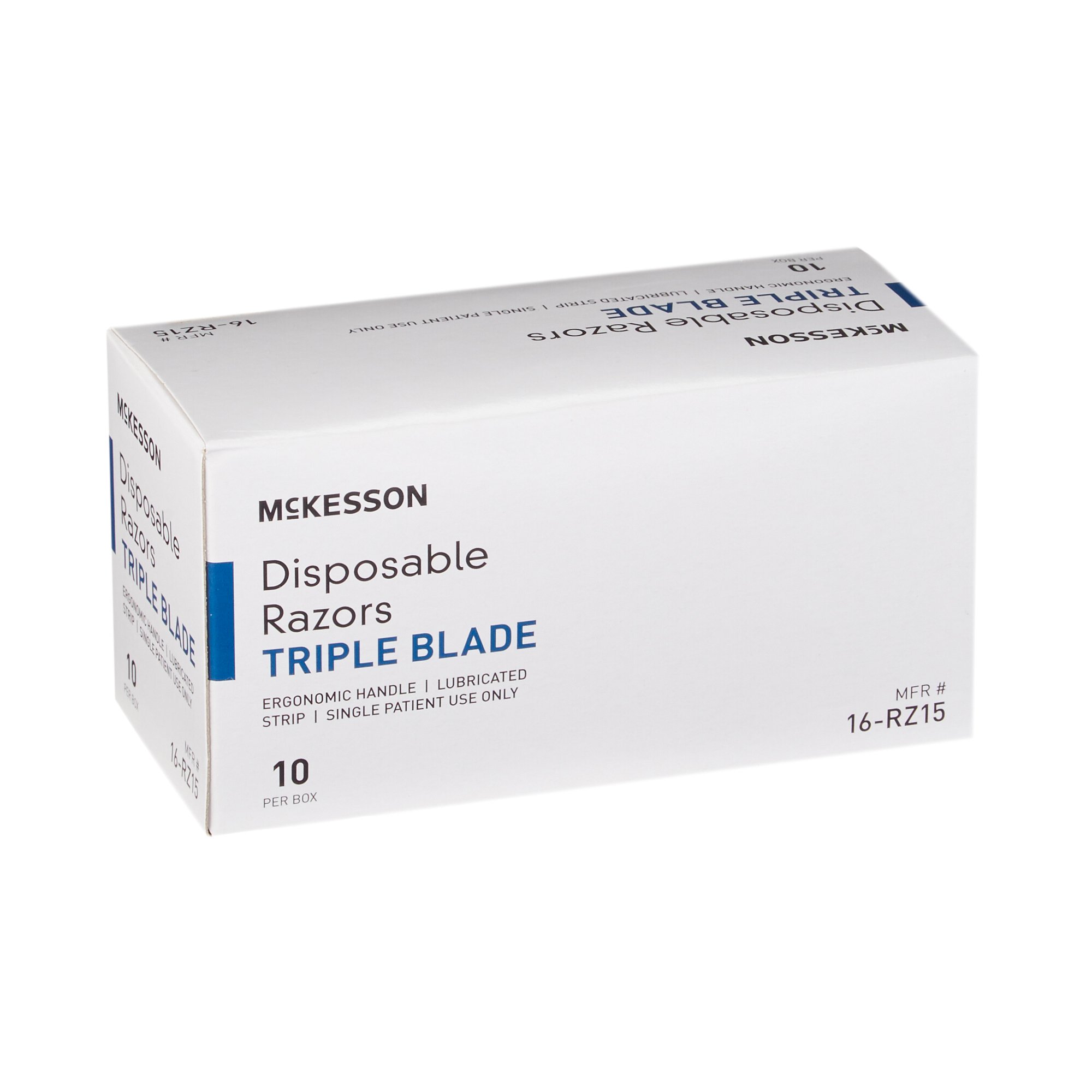 McKesson Brand 16-RZ15 - McKesson Triple Blade Disposable Razors - 1/Each, 10/Box, 500/Case