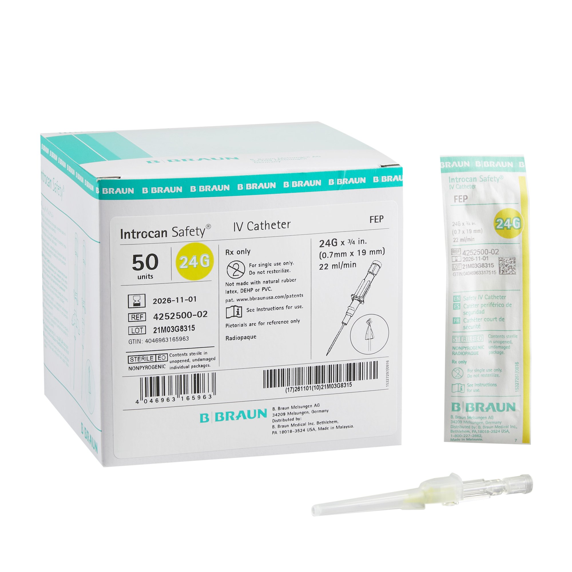 B. Braun - 4252500-02 Introcan Safety® Peripheral IV Catheter