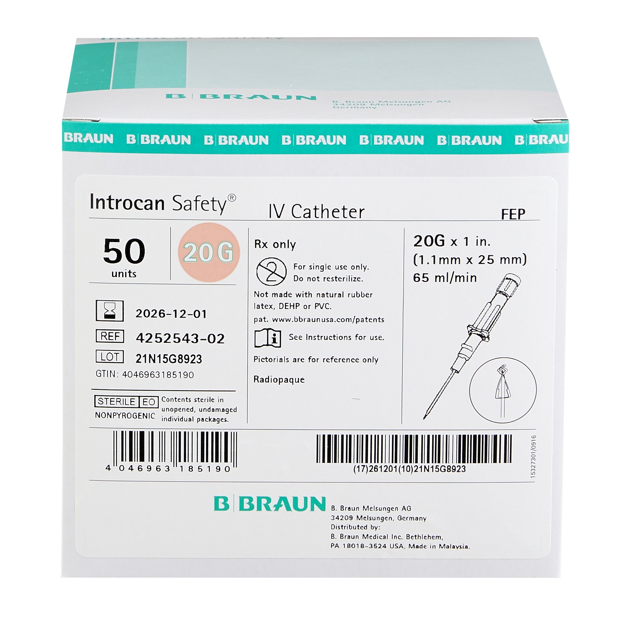 B. Braun - 4252543-02 Introcan Safety® Peripheral IV Catheter