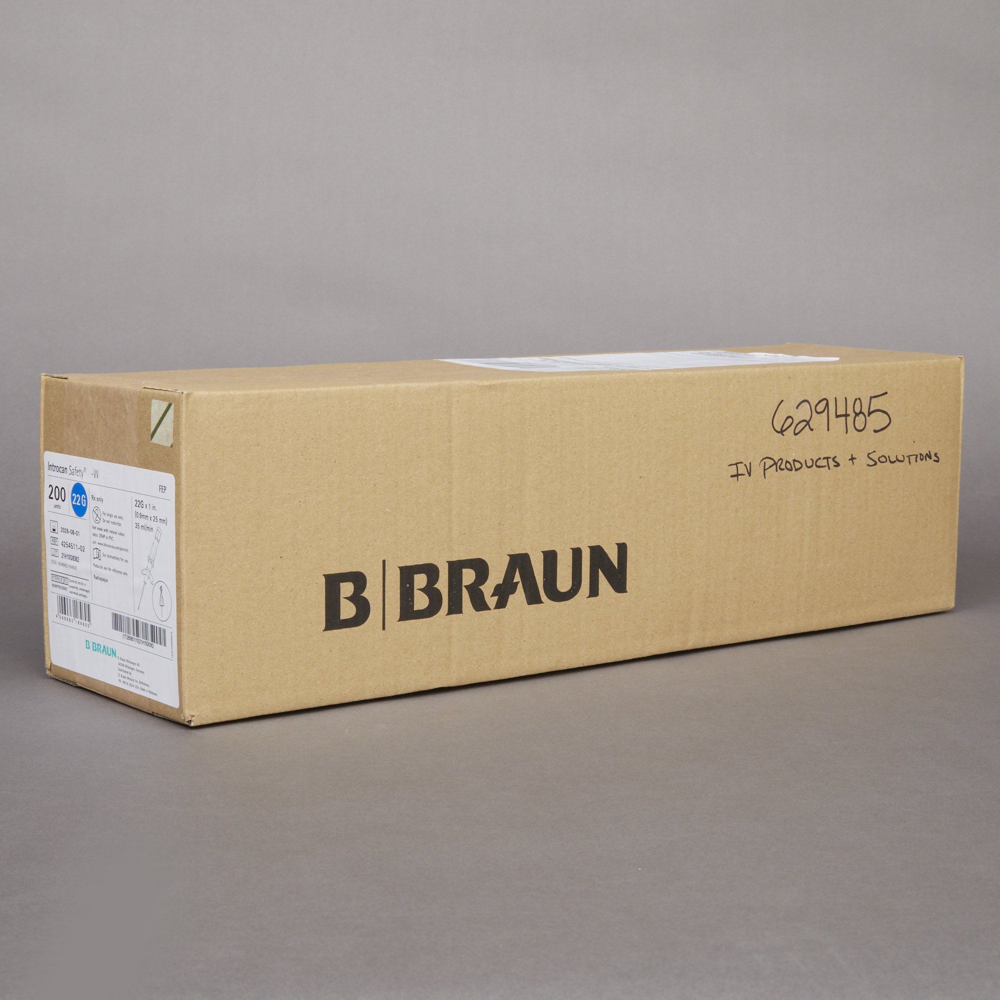 B. Braun 4254511-02 - Introcan Safety® Peripheral IV Catheter, 24 Gauge, Straight, Notched - 50/Box, 200/Case
