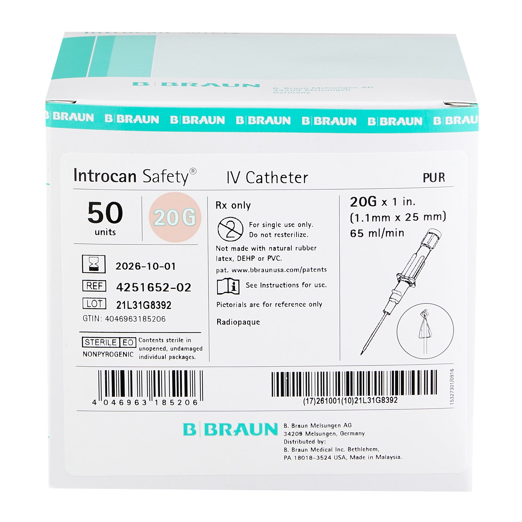 B. Braun - 4251652-02 Introcan Safety® Peripheral IV Catheter