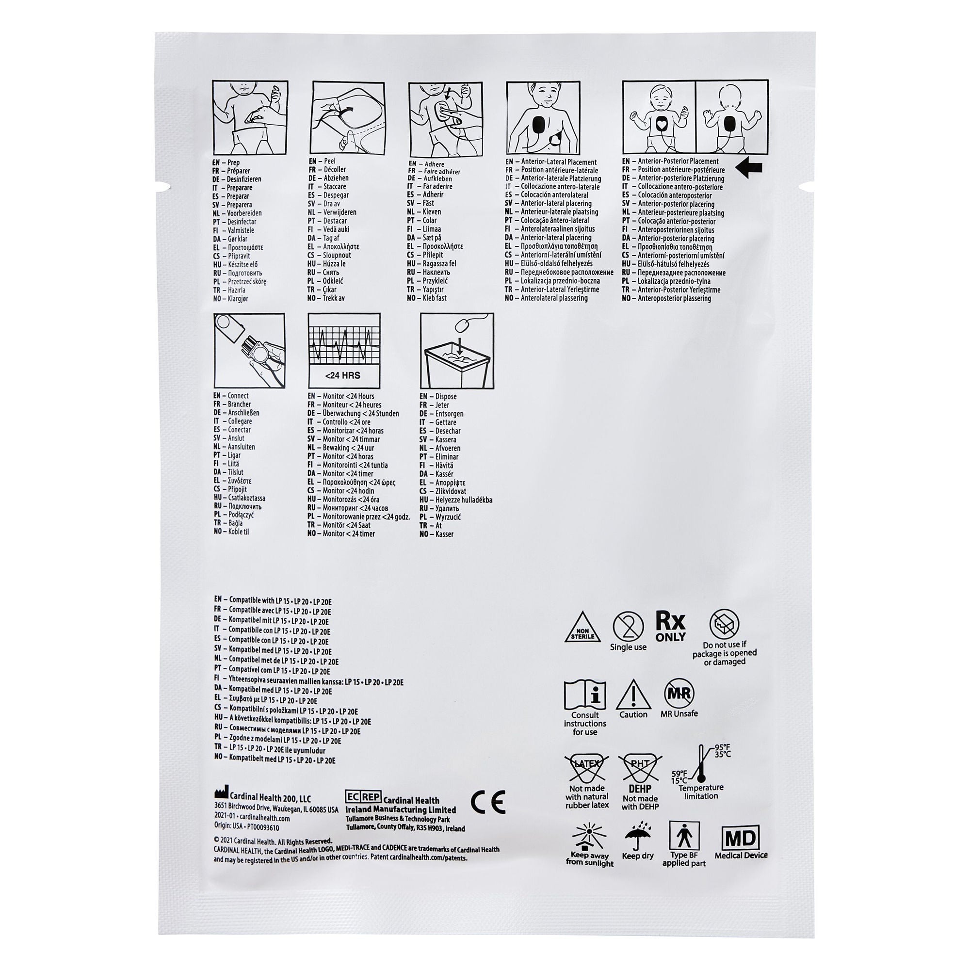 Cardinal - 22550P- AED Defibrillator Pad Medi-Trace™ Plug Connector Pediatric