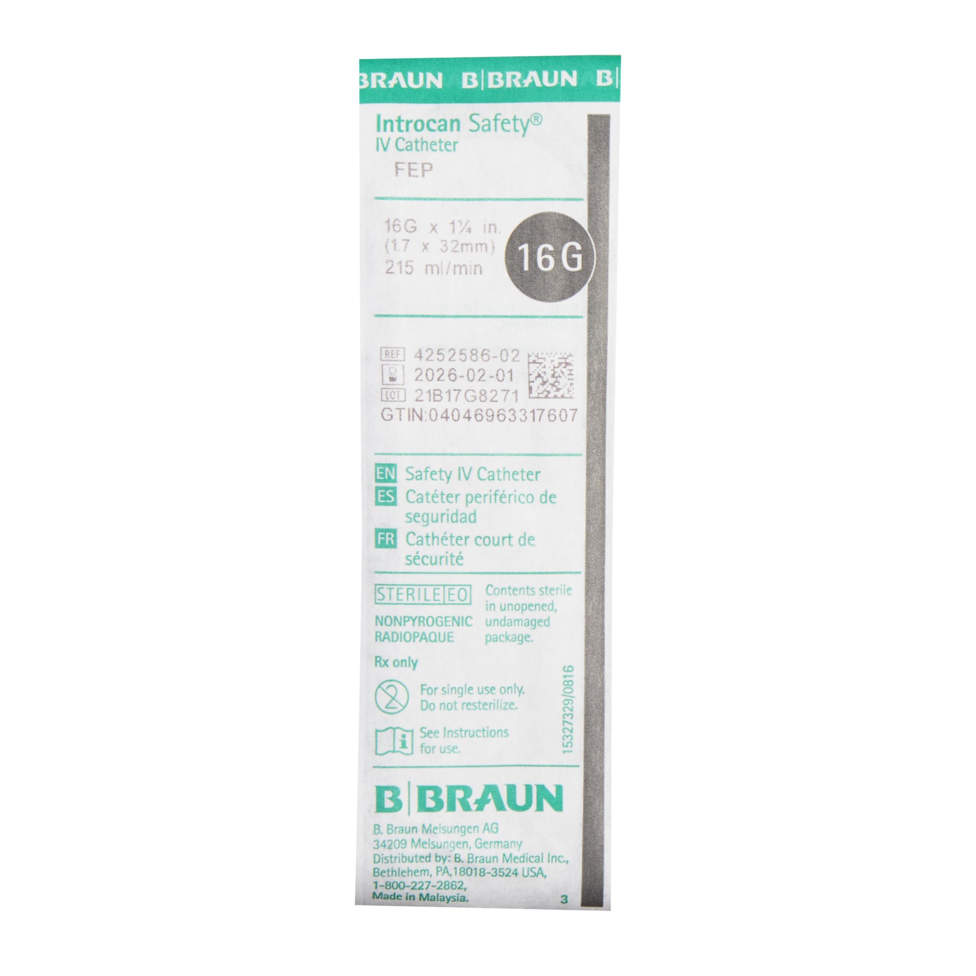 B. Braun 4252586-02 - Introcan Safety® Peripheral IV Catheter - 50/Box, 200/Case