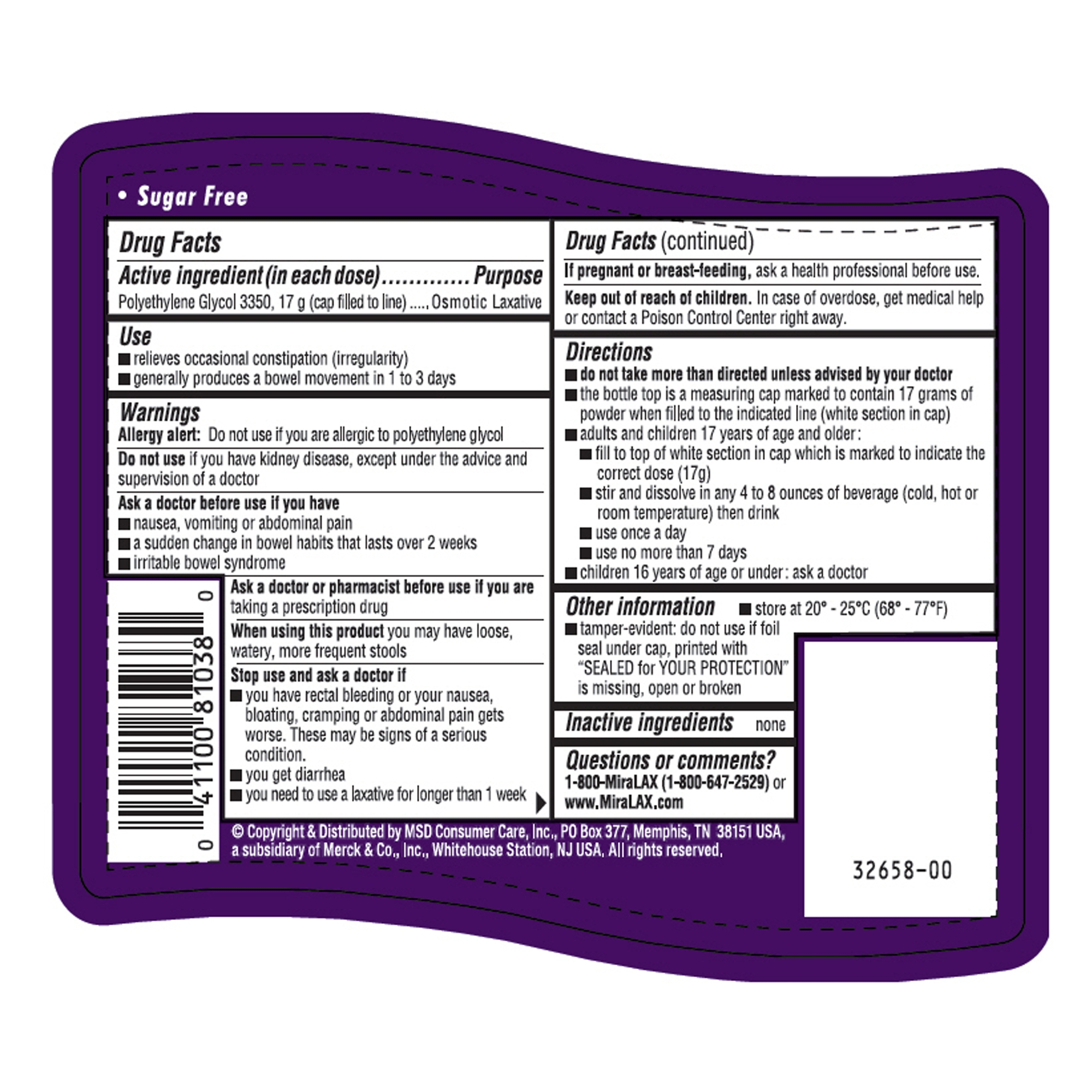Bayer 11523723404 - MiraLAX® Polyethylene Glycol 3350 Laxative - 1/Each