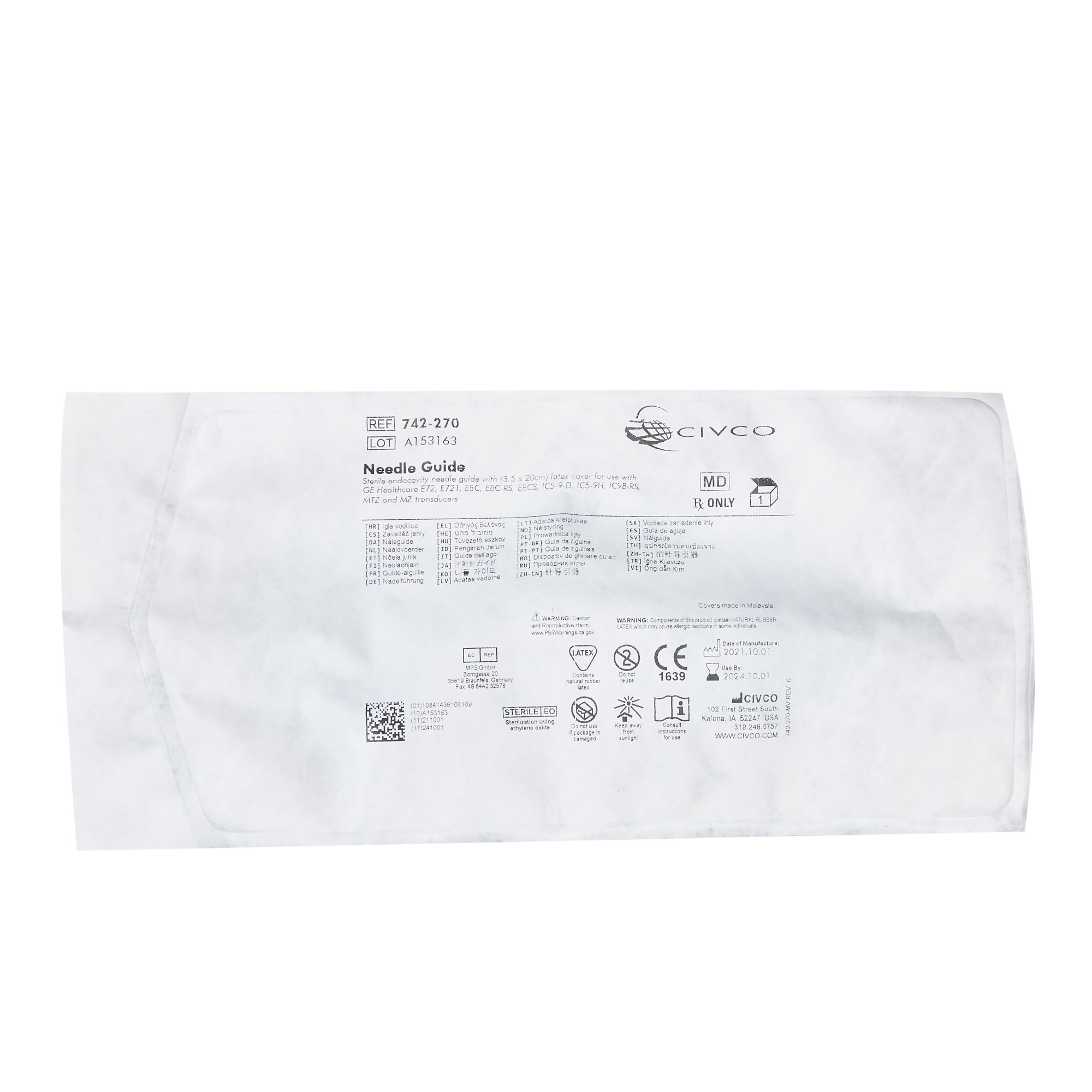 Civco Medical Instruments 742-270 - Civco Medical Instruments Endocavity Needle Guide - 24/Box