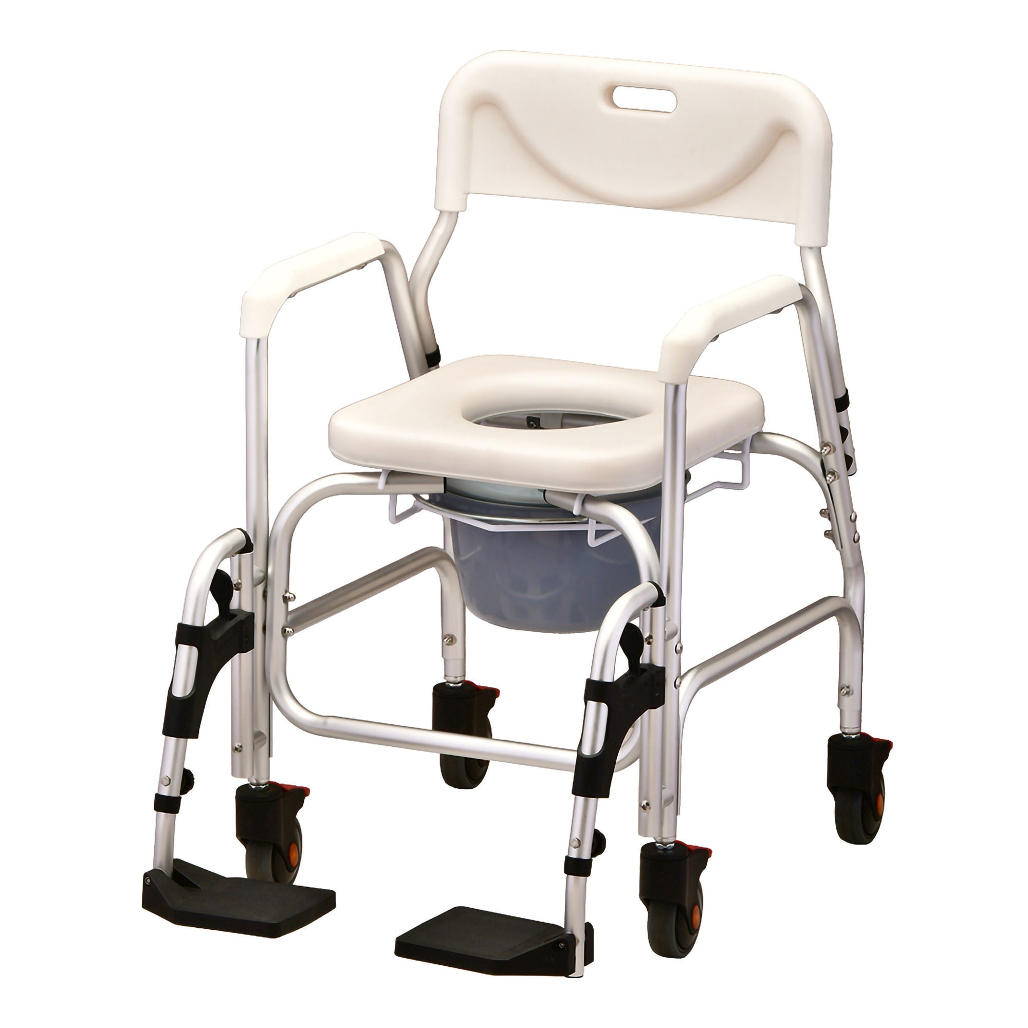 Nova Ortho-Med - 8801 Commode / Shower Chair Nova Padded Fixed Arms Aluminum Frame With Backrest 16 Inch Seat Width 250 lbs. Weight Capacity