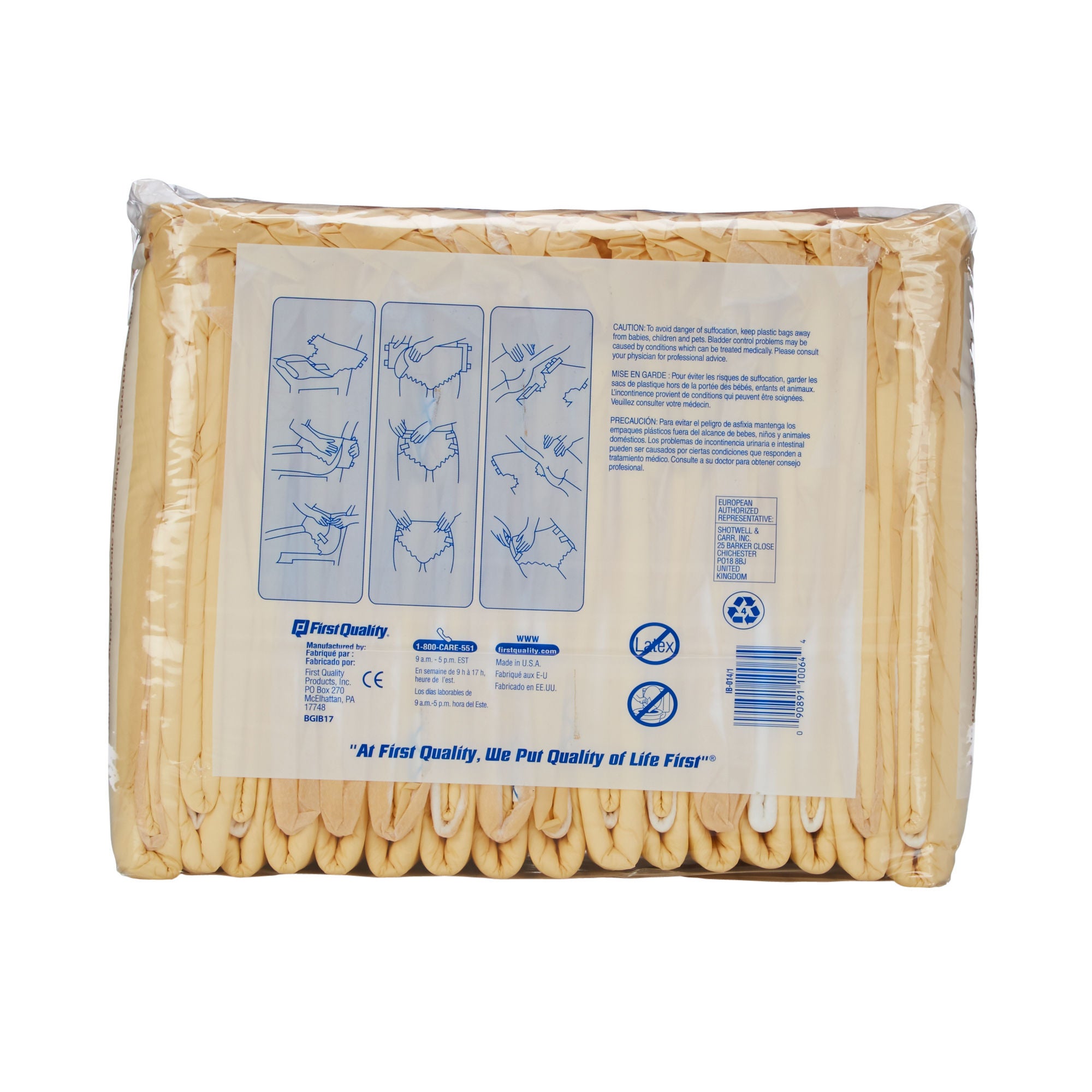First Quality Products LLC - IB-014-1 Incontinence Brief First Quality® Adult X-Large Unisex Disposable Moderate Absorbency