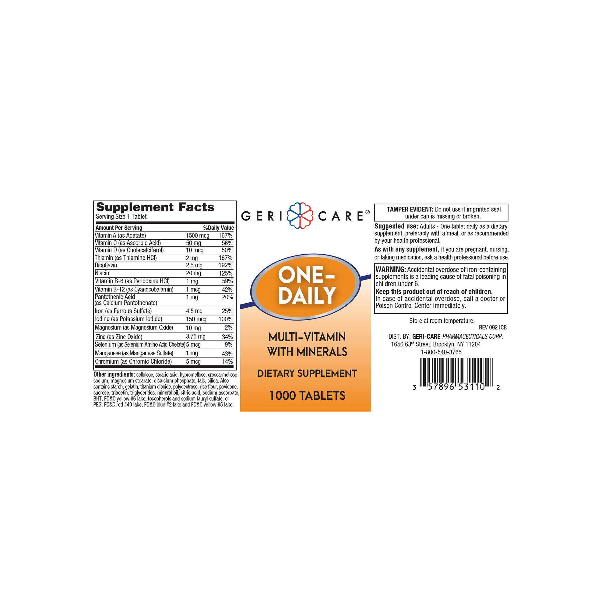 Geri-Care - 531-10-GCP Geri-Care® Multivitamin Supplement with Minerals