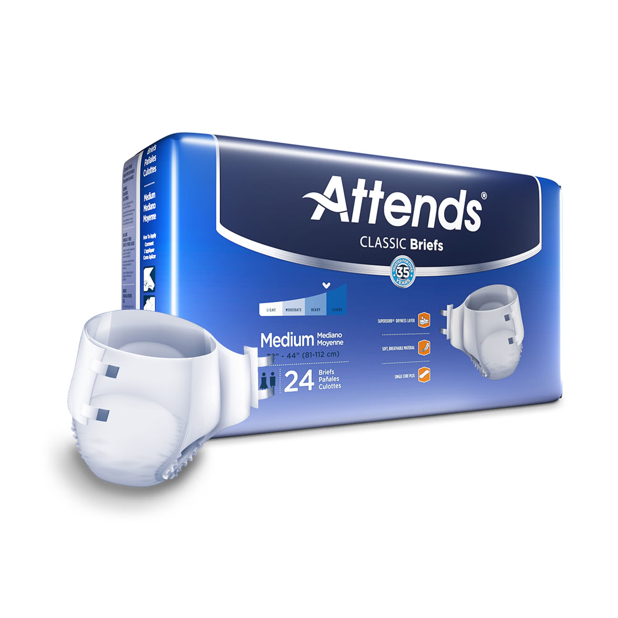 Attends Healthcare Products - BRB20 Incontinence Brief Attends® Classic Adult Medium Unisex Disposable Heavy Absorbency