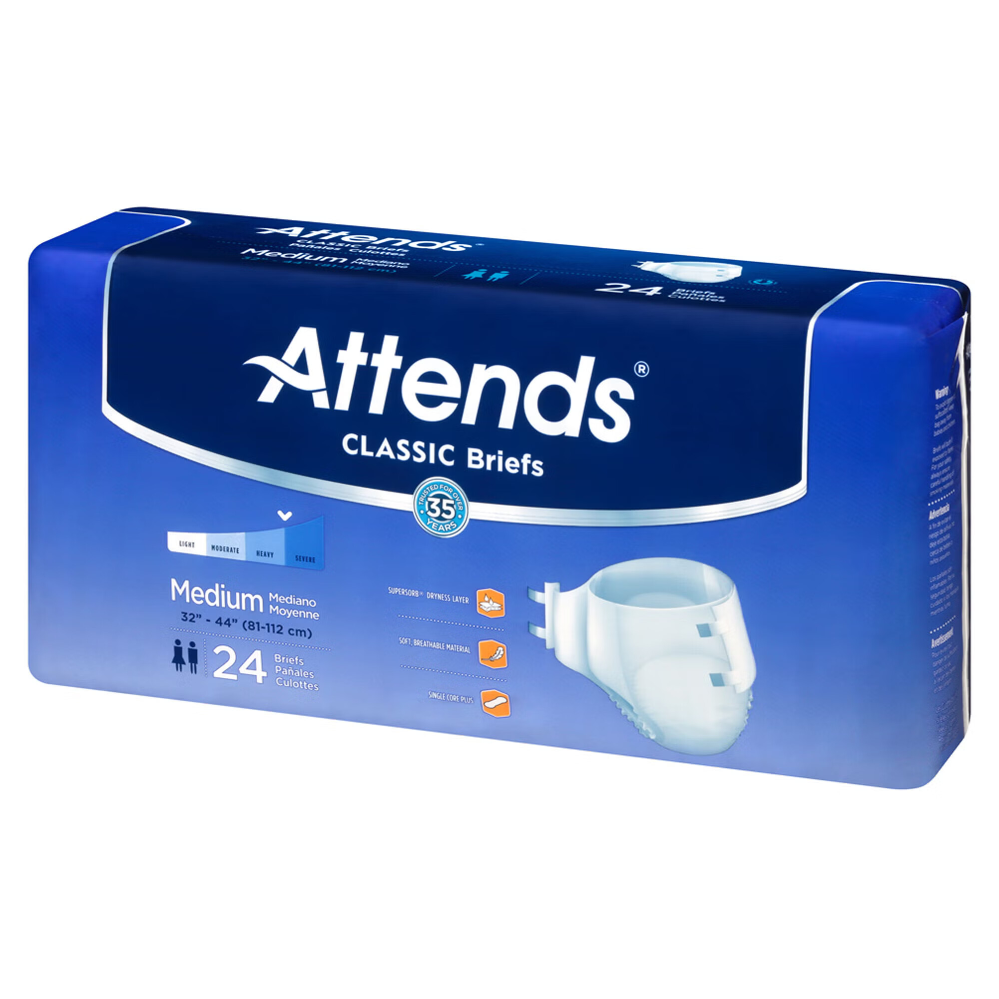 Attends Healthcare Products - BRB20 Incontinence Brief Attends® Classic Adult Medium Unisex Disposable Heavy Absorbency