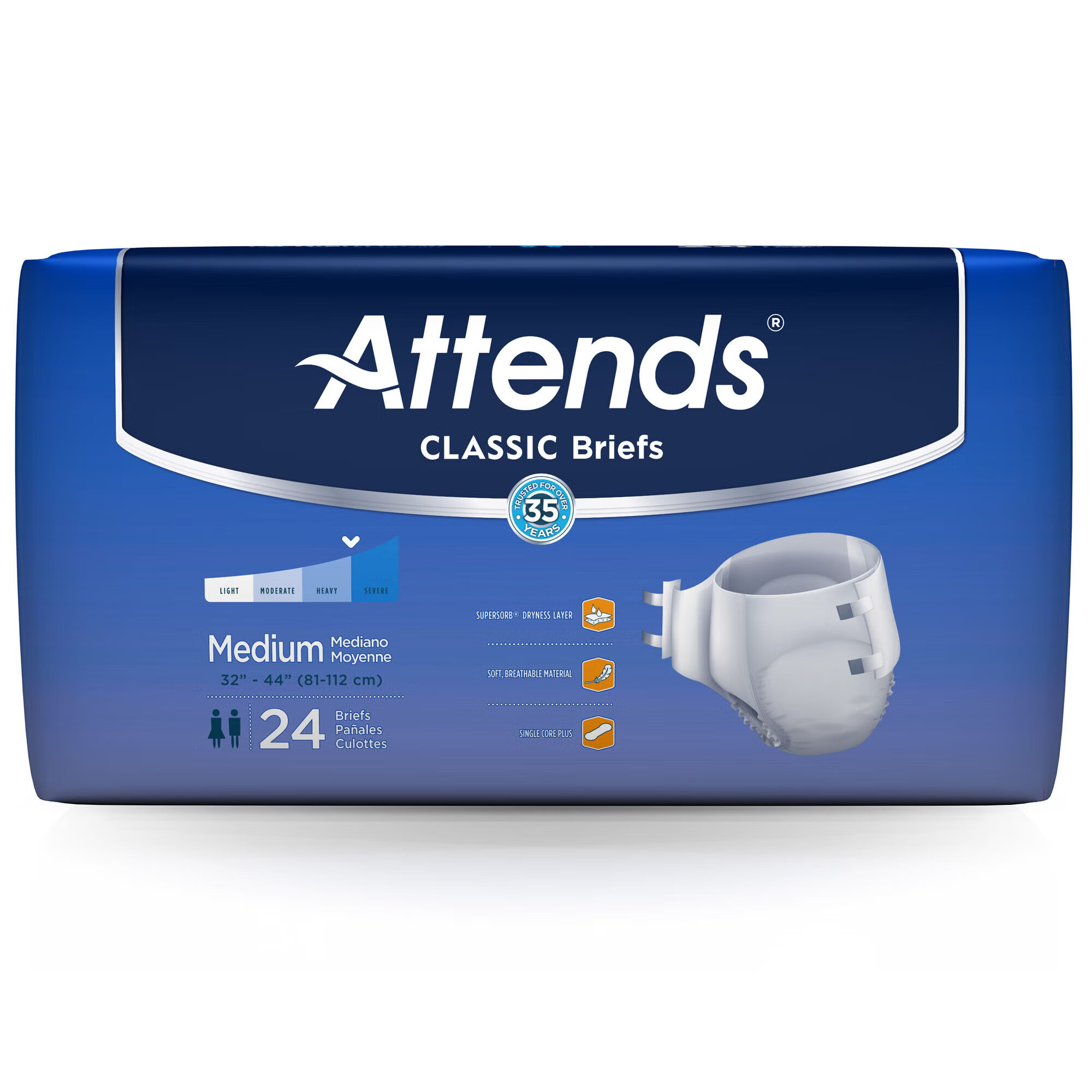 Attends Healthcare Products - BRB20 Incontinence Brief Attends® Classic Adult Medium Unisex Disposable Heavy Absorbency