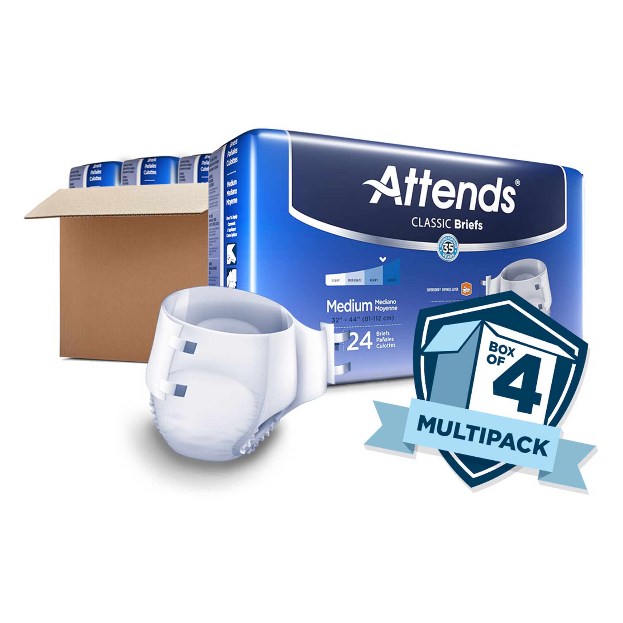 Attends Healthcare Products - BRB20 Incontinence Brief Attends® Classic Adult Medium Unisex Disposable Heavy Absorbency
