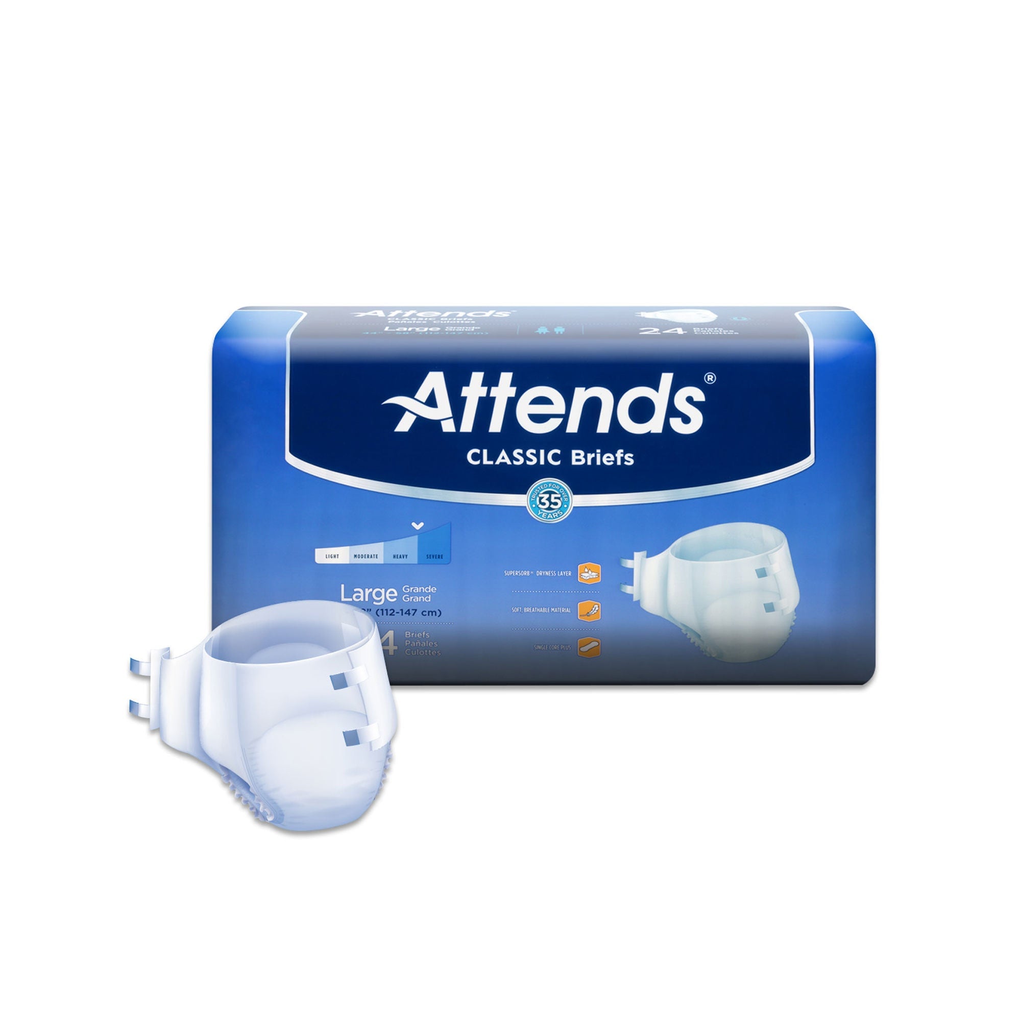 Attends Healthcare Products - BRB30 Incontinence Brief Attends® Classic Adult Large Unisex Disposable Heavy Absorbency