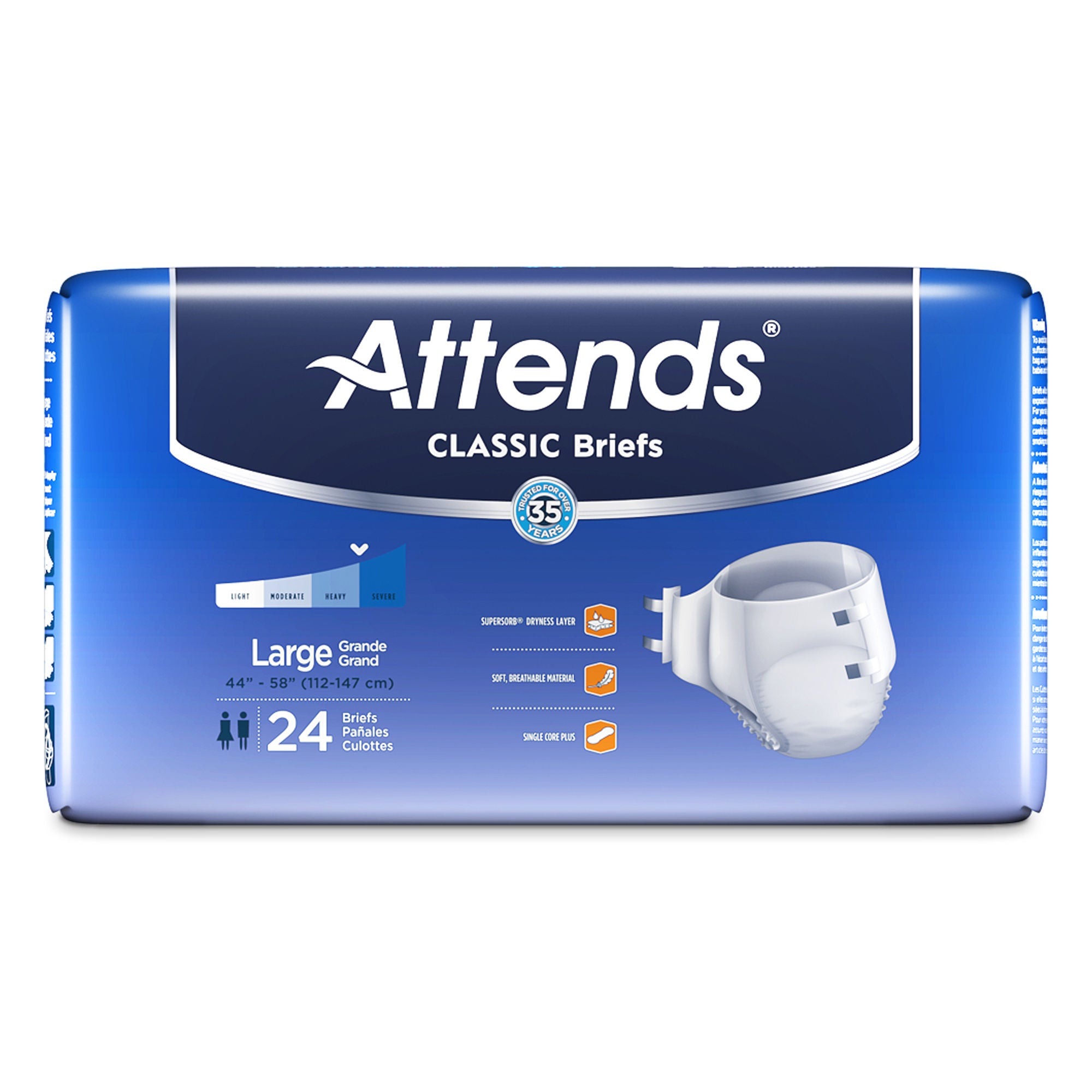 Attends Healthcare Products - BRB30 Incontinence Brief Attends® Classic Adult Large Unisex Disposable Heavy Absorbency