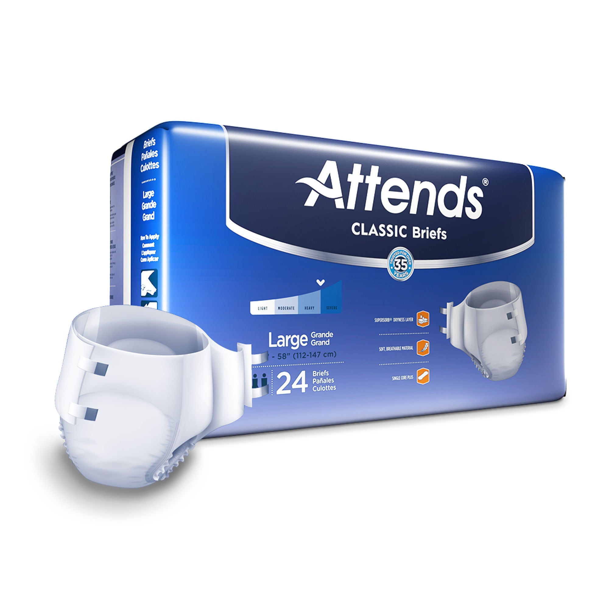 Attends Healthcare Products - BRB30 Incontinence Brief Attends® Classic Adult Large Unisex Disposable Heavy Absorbency