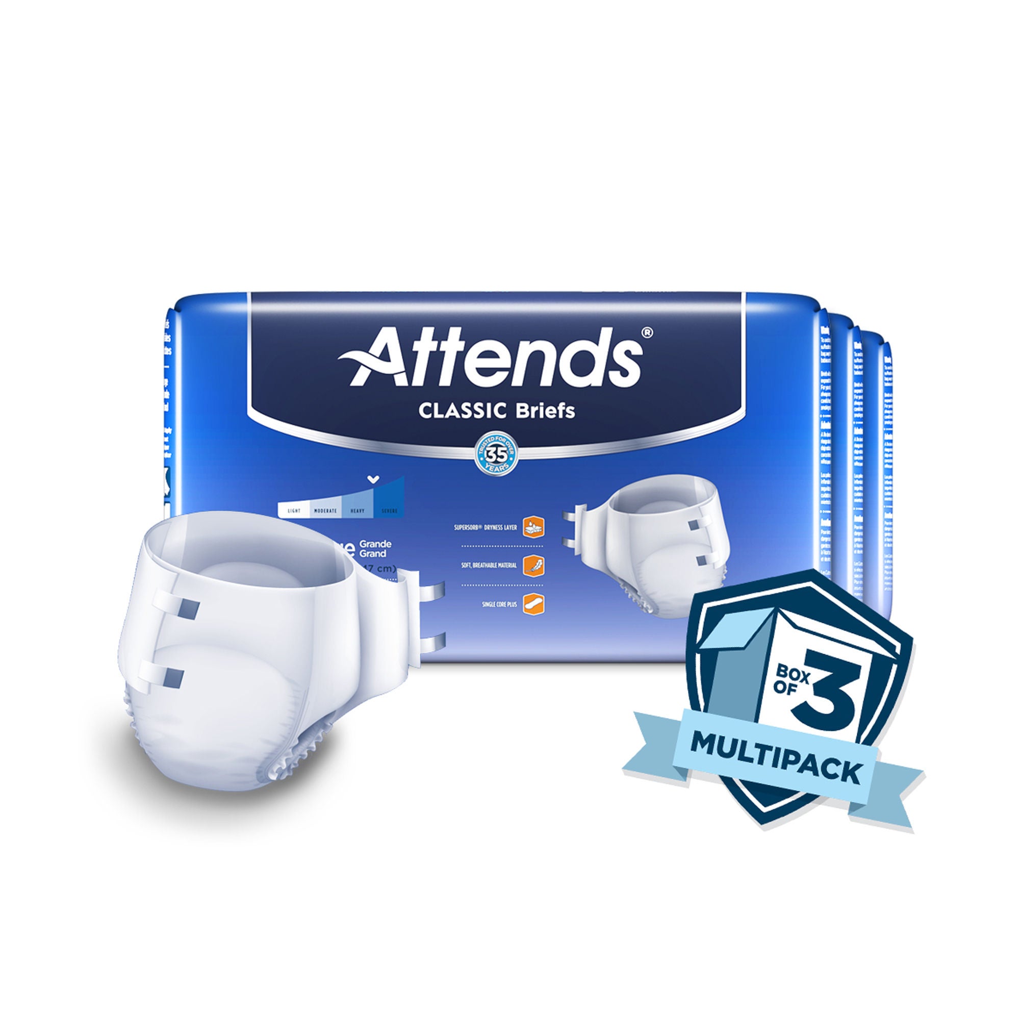 Attends Healthcare Products - BRB30 Incontinence Brief Attends® Classic Adult Large Unisex Disposable Heavy Absorbency