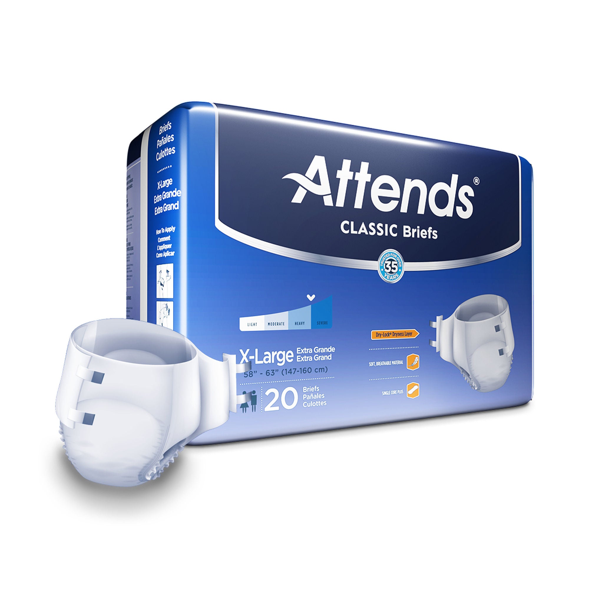 Attends Healthcare Products - BRB40 Incontinence Brief Attends® Classic Adult X-Large Unisex Disposable Heavy Absorbency