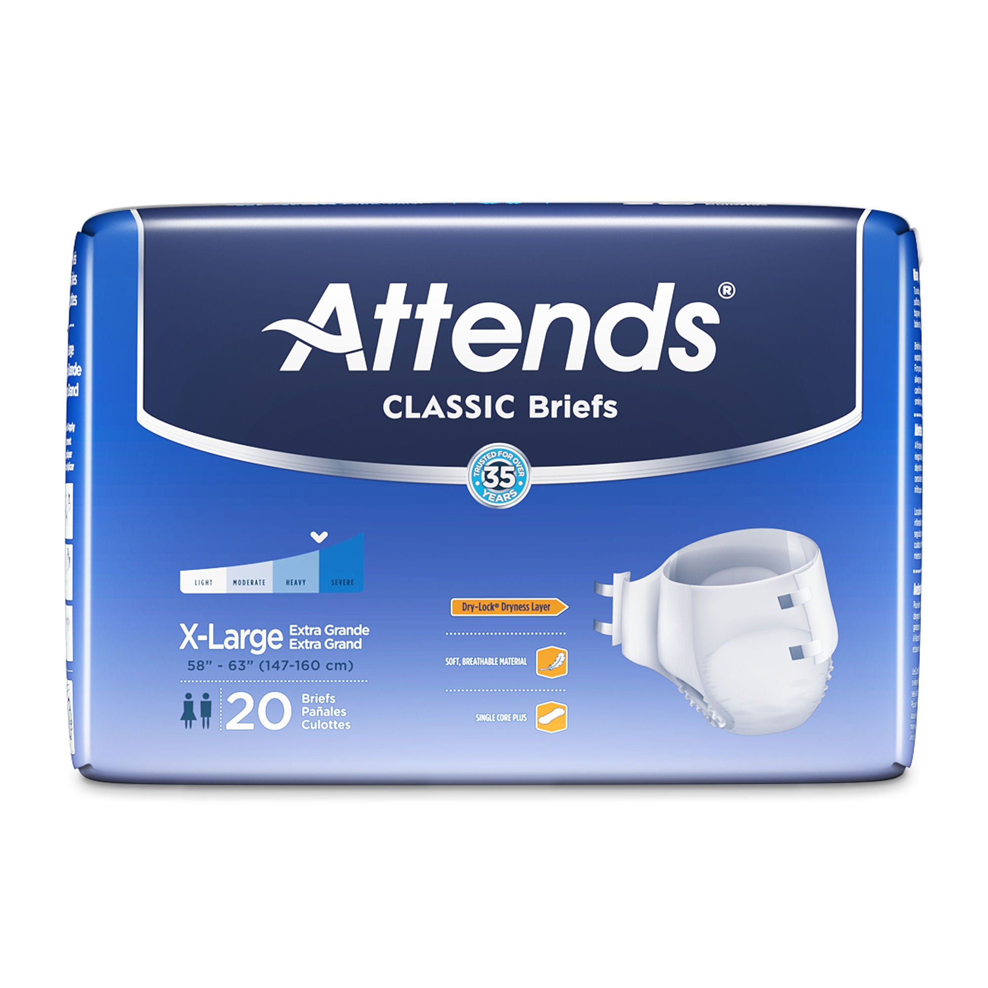 Attends Healthcare Products - BRB40 Incontinence Brief Attends® Classic Adult X-Large Unisex Disposable Heavy Absorbency