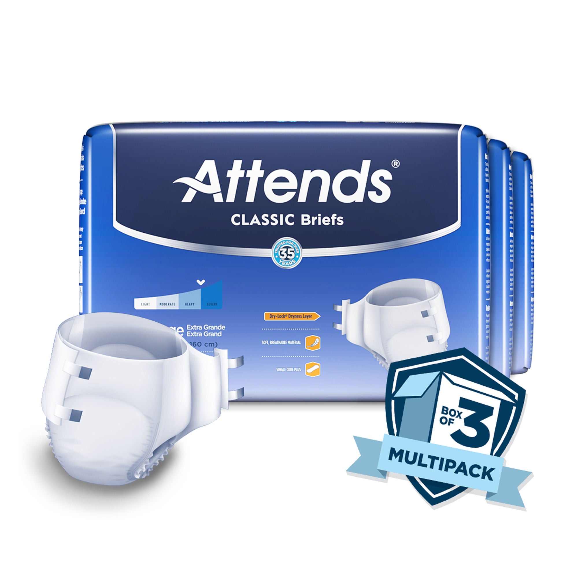 Attends Healthcare Products - BRB40 Incontinence Brief Attends® Classic Adult X-Large Unisex Disposable Heavy Absorbency