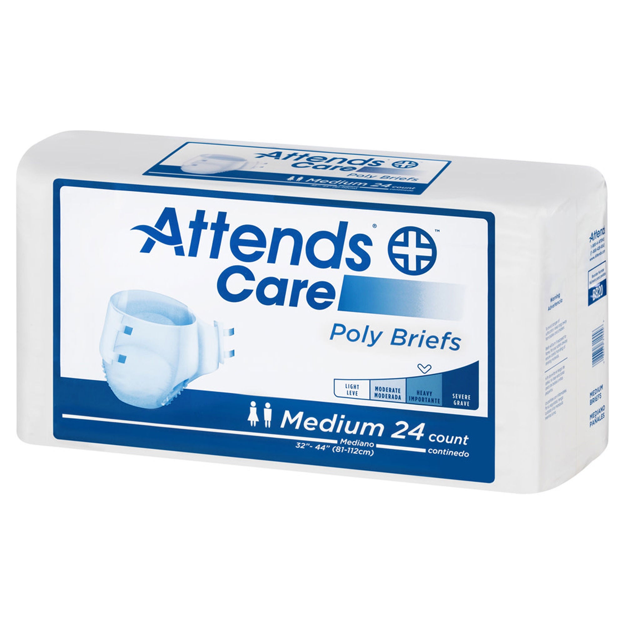 Attends Healthcare Products - BR20 Incontinence Brief Attends® Care Poly Adult Medium Unisex Disposable Moderate Absorbency