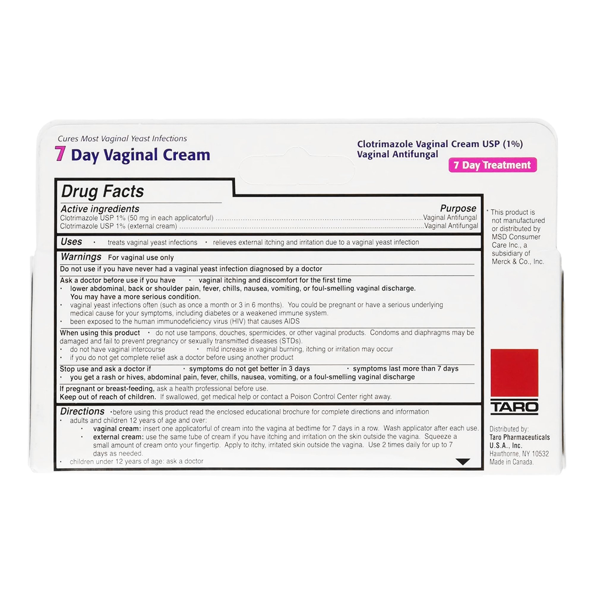 Taro 51672200306 - Taro Pharmaceutical Clotrimazole 7 Vaginal Cream - 1/Each