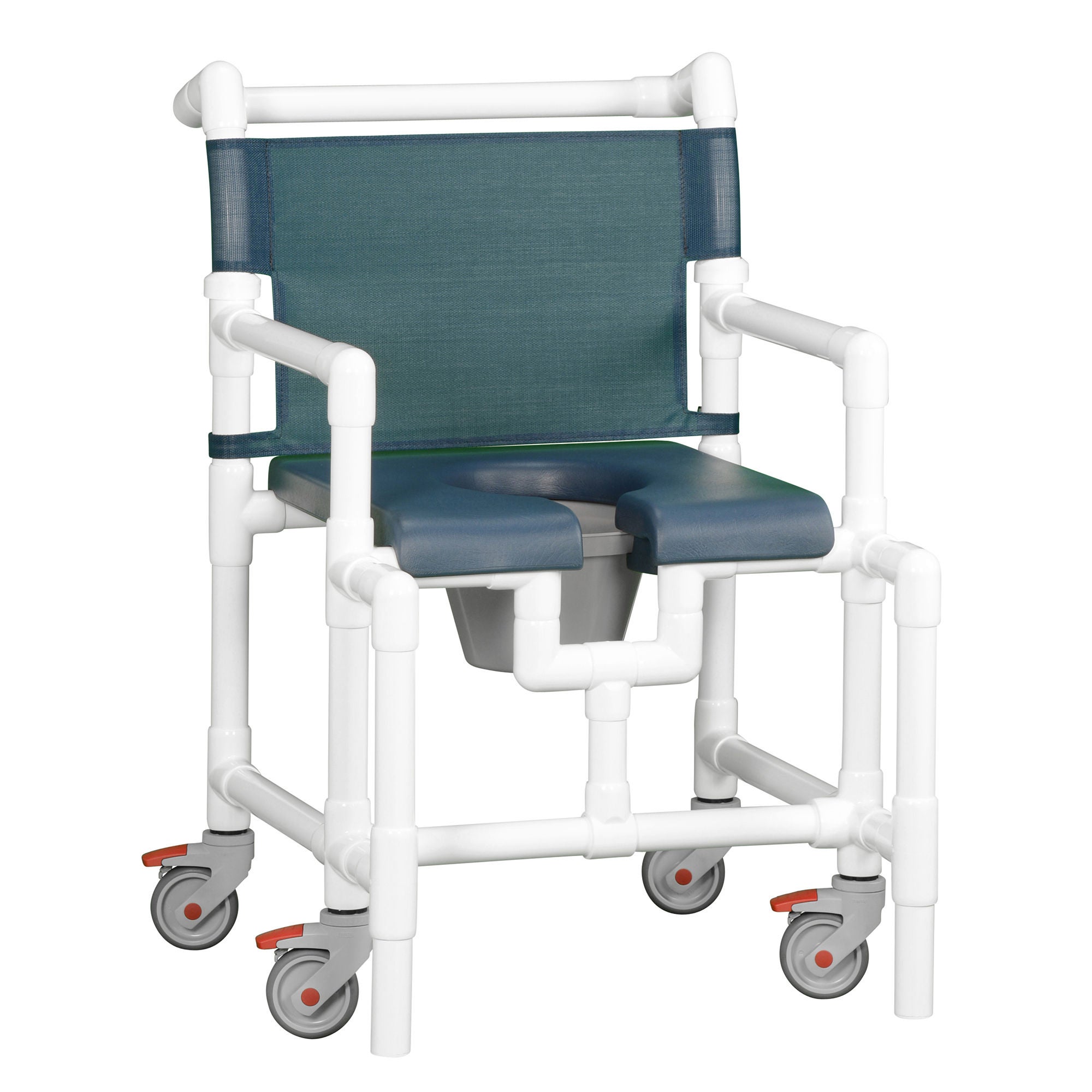 IPU - SCC750 MS N Commode / Shower Chair ipu® Fixed Arms PVC Frame Mesh Backrest 24 Inch Seat Width 375 lbs. Weight Capacity