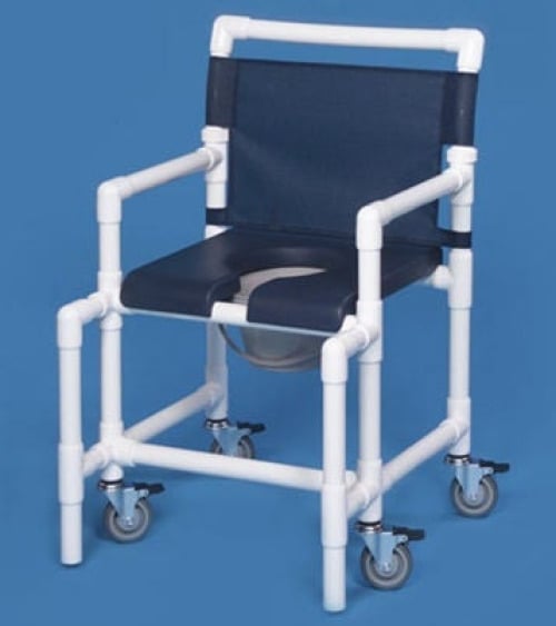 IPU - SCC750 MS N Commode / Shower Chair ipu® Fixed Arms PVC Frame Mesh Backrest 24 Inch Seat Width 375 lbs. Weight Capacity