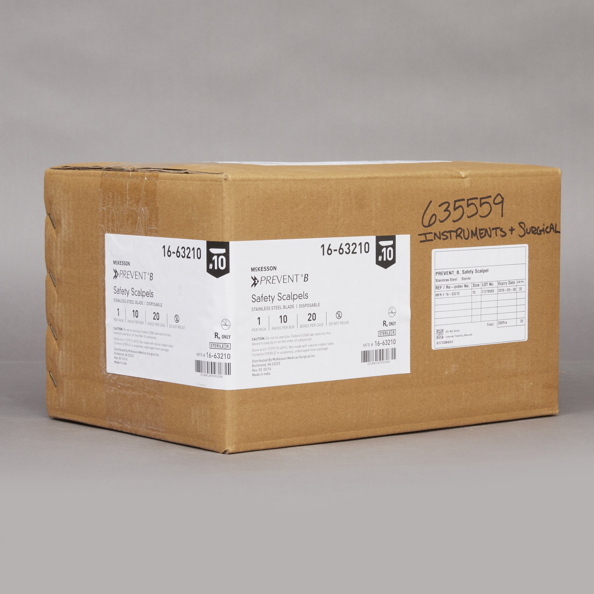 McKesson Brand 16-63210 - McKesson Prevent® B Safety Scalpel, Size 10 - 1/Pack, 10/Box, 200/Case
