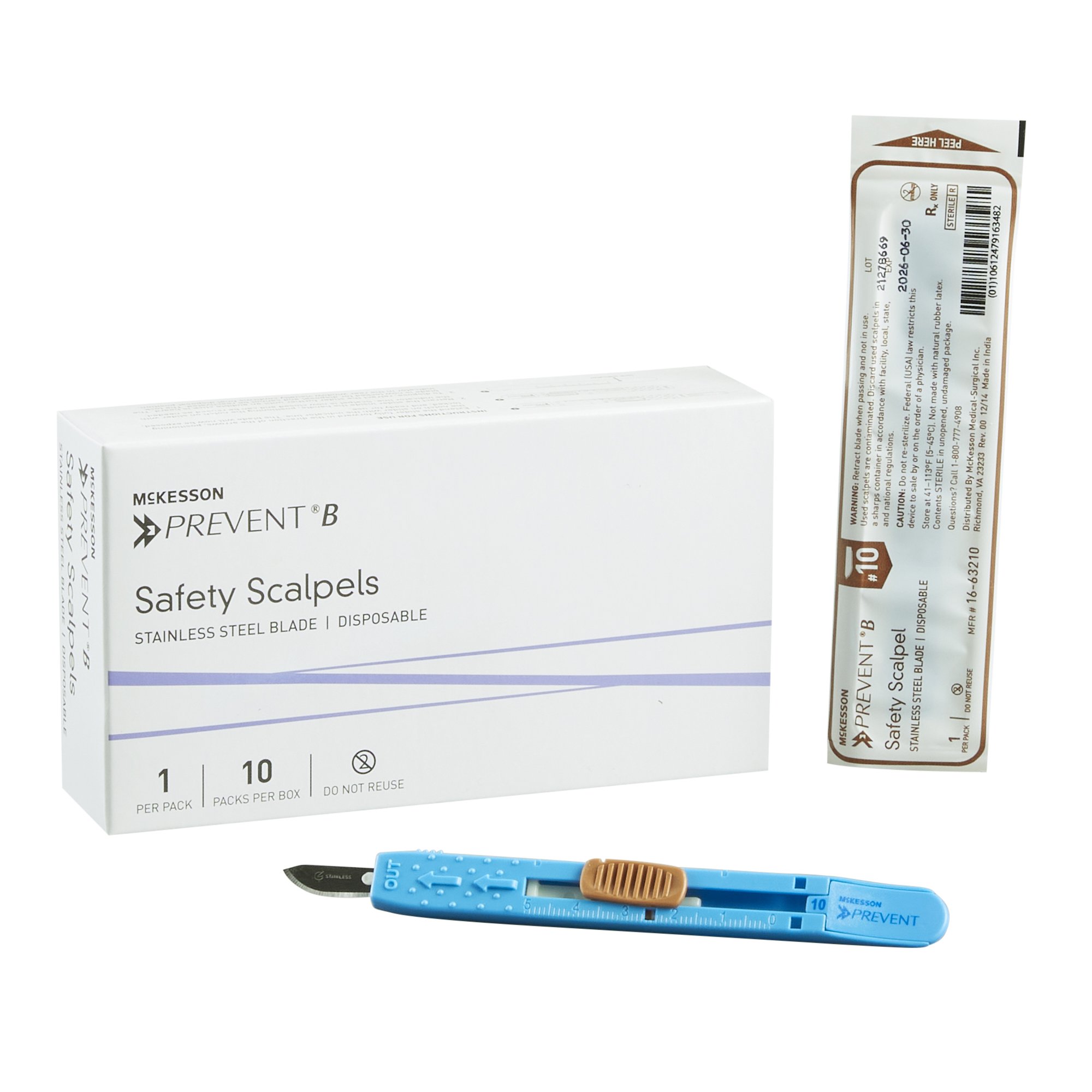 McKesson Brand 16-63210 - McKesson Prevent® B Safety Scalpel, Size 10 - 1/Pack, 10/Box, 200/Case