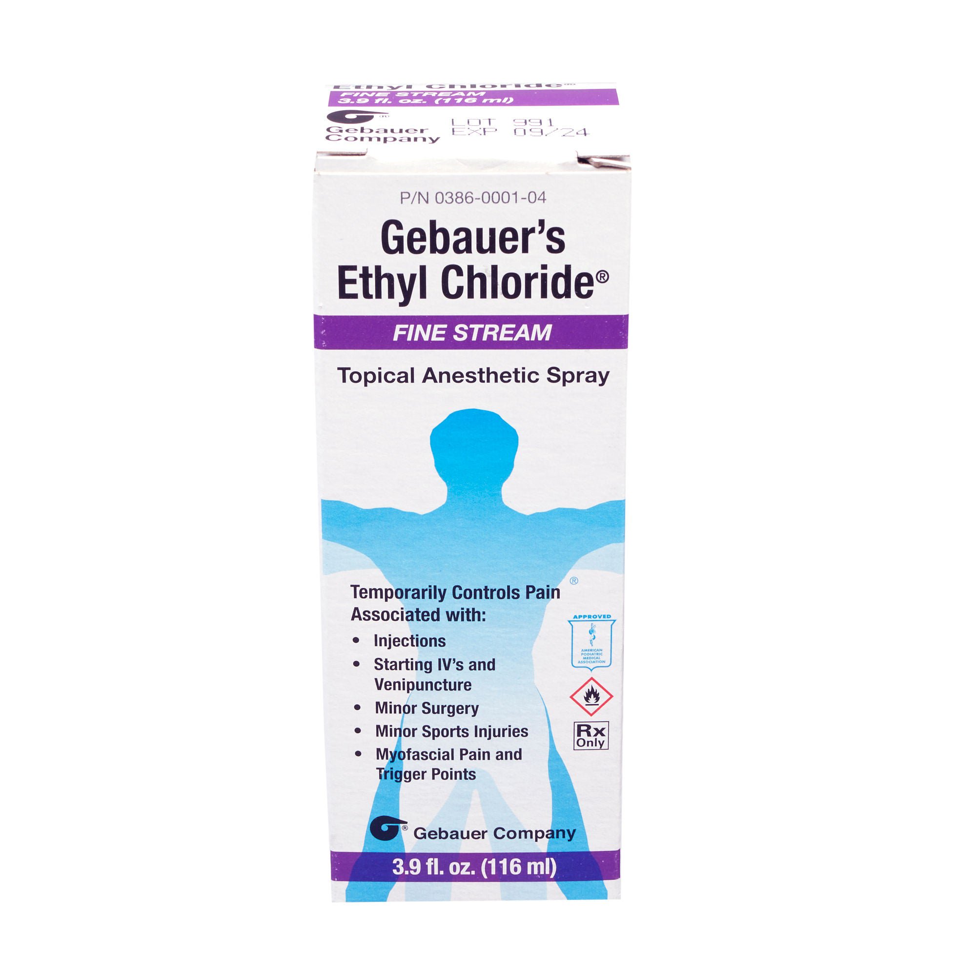 Gebauer - 0038-6000-104 Gebauer's Ethyl Chloride® Ethyl Chloride 100% Fine Stream 116 mL