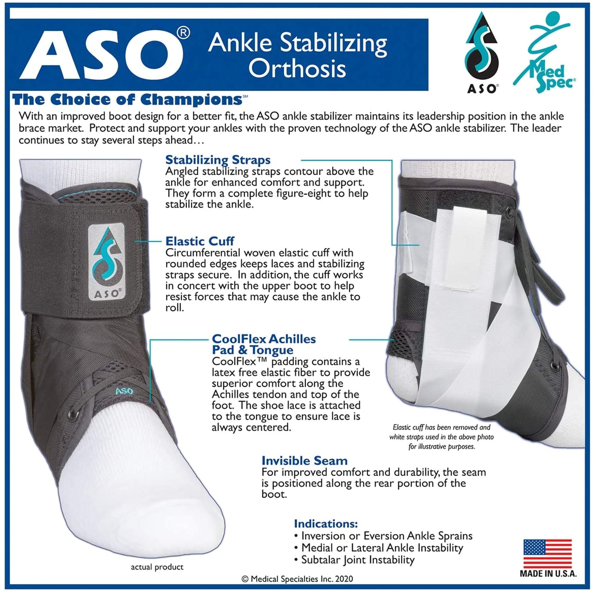 Medical Specialties 223612 - ASO® Speed Lacer Ankle Brace, Small - 1/Each