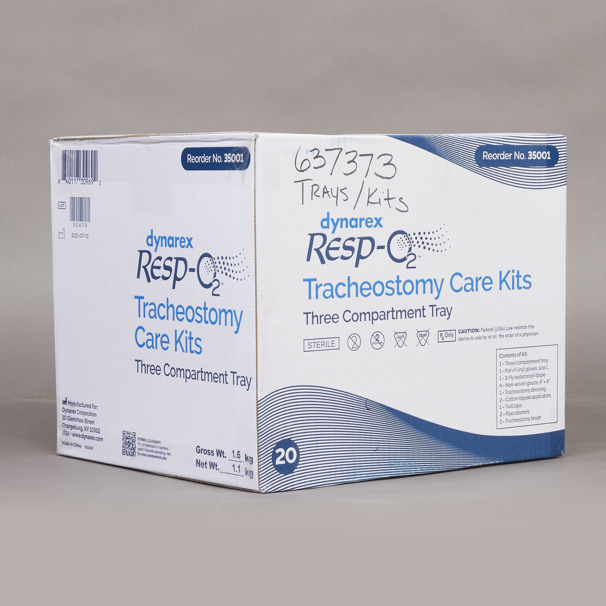 Dynarex 35001 - dynarex® Tracheostomy Care Kit, 3 Compartments w/ Vinyl Gloves - 1/Each, 20/Case