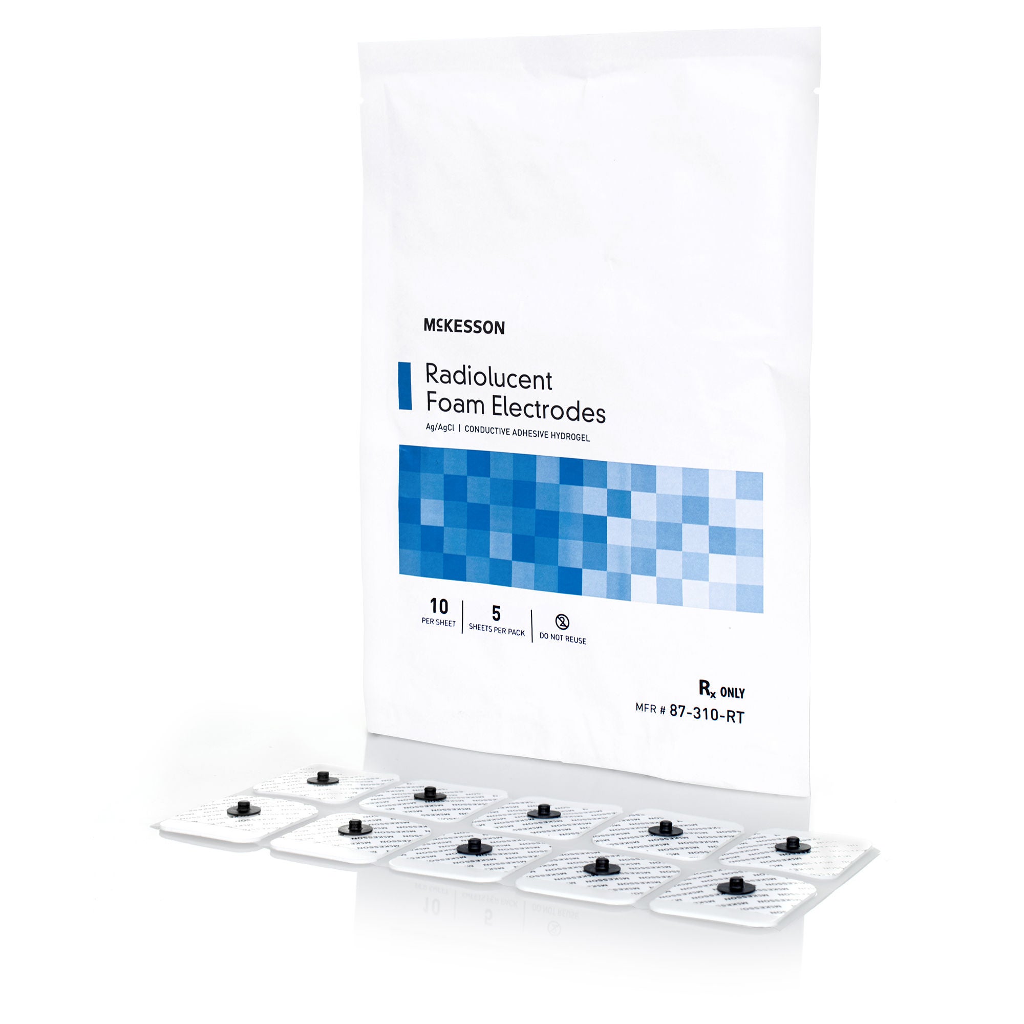 McKesson Brand - 87-310-RT ECG Monitoring Electrode McKesson Snap Connector Conductive Adhesive Gel Foam Backing Adult Radiolucent 5 per Pack