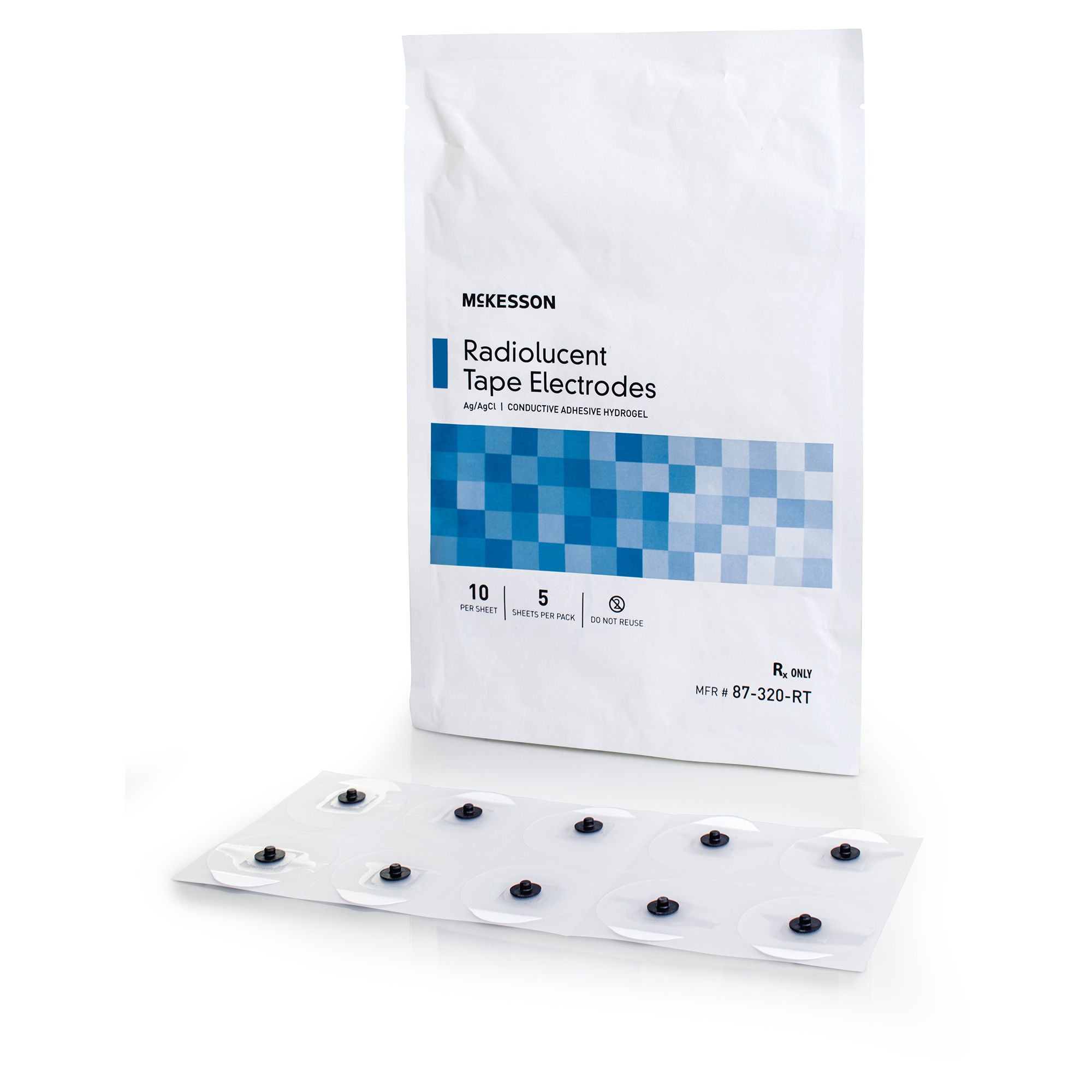 McKesson Brand - 87-320-RT ECG Monitoring Electrode McKesson Snap Connector Conductive Adhesive Gel Tape Backing Adult Radiolucent 5 per Pack