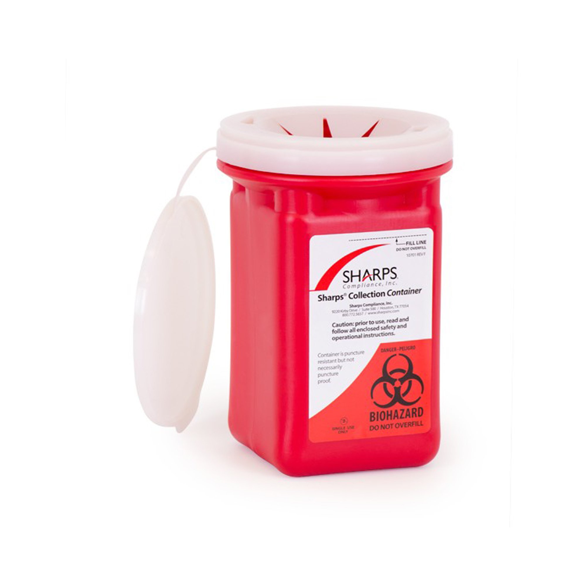 Sharps Compliance 10100-012 - Sharps Recovery System™ Mailback Sharps Collector, 1 Quart, 4½ x 4½ x 7 Inch - 1/Each, 12/Case