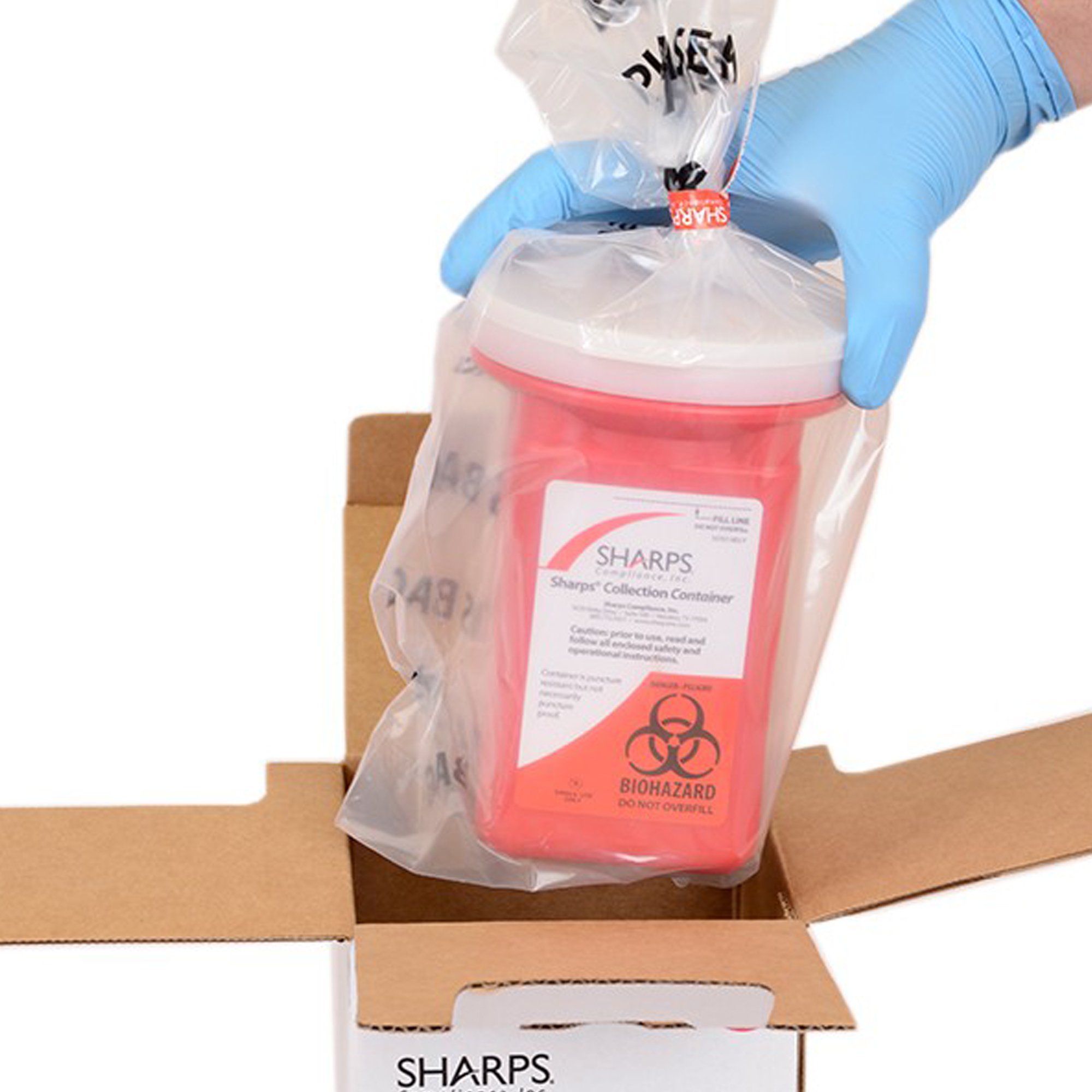 Sharps Compliance 10100-012 - Sharps Recovery System™ Mailback Sharps Collector, 1 Quart, 4½ x 4½ x 7 Inch - 1/Each, 12/Case