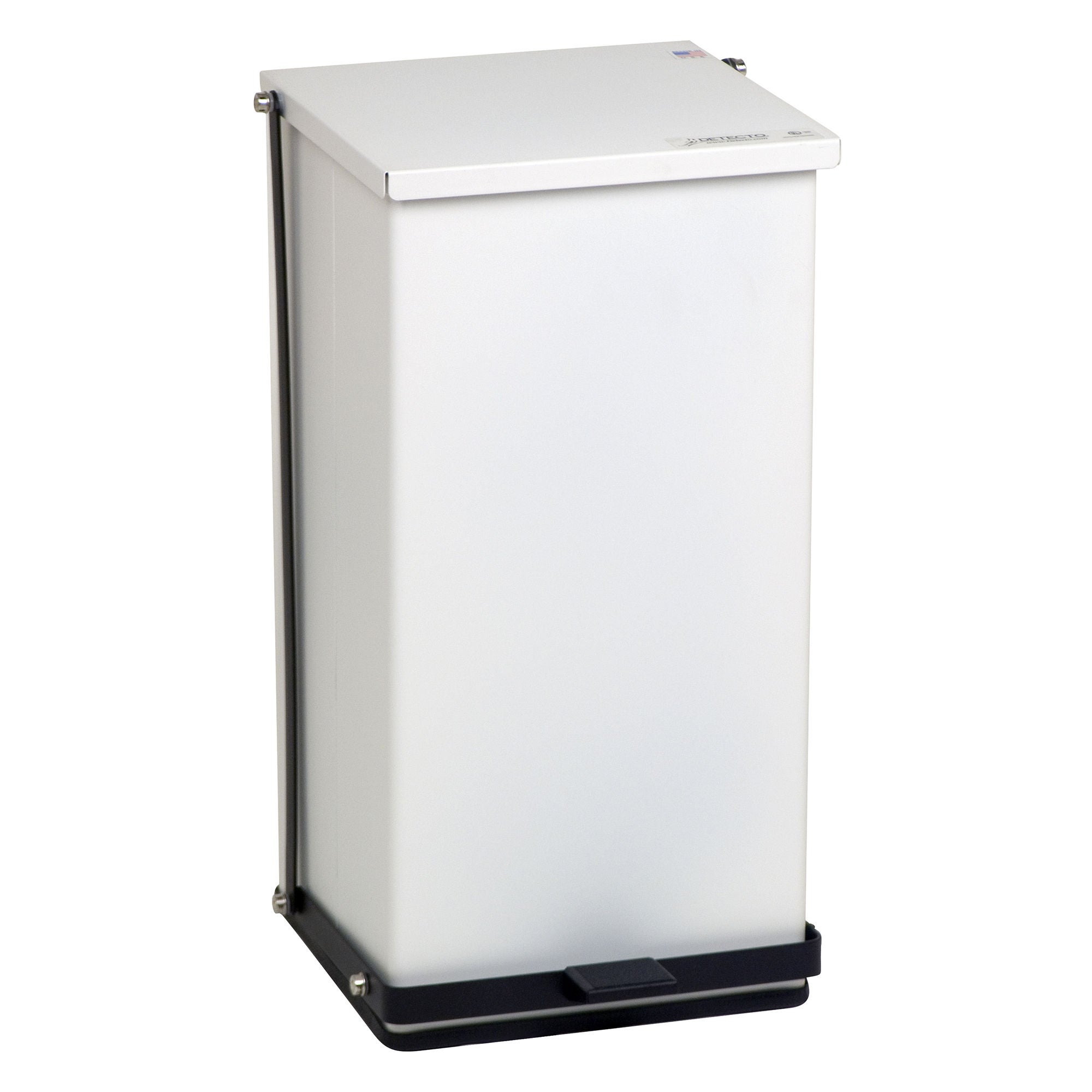 Detecto Scale - P-48 Trash Can Detecto® 48 Quart / 12 gal. White Baked Epoxy Steel Square