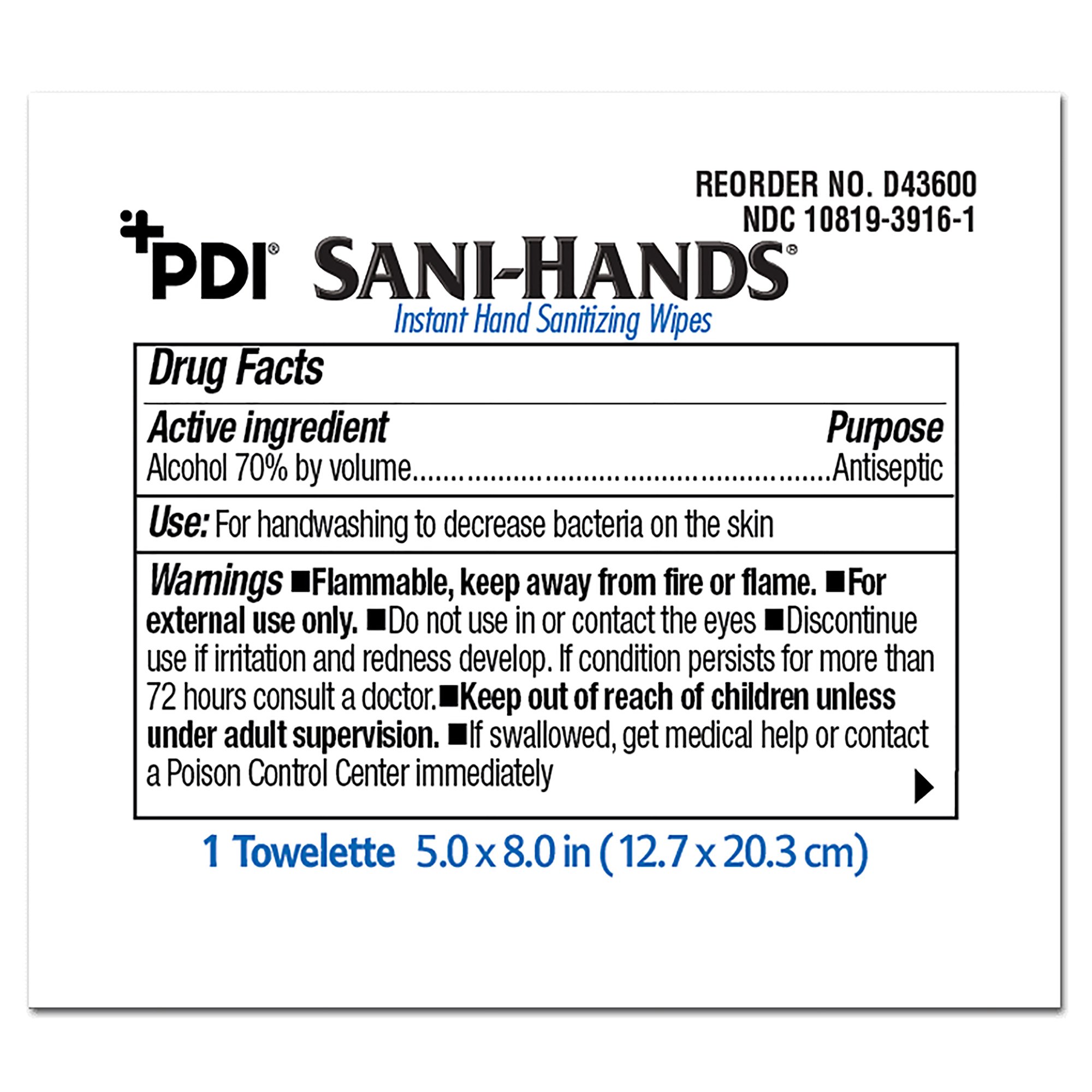 Professional Disposables - D43600 Sani-Hands® Hand Sanitizing Wipes
