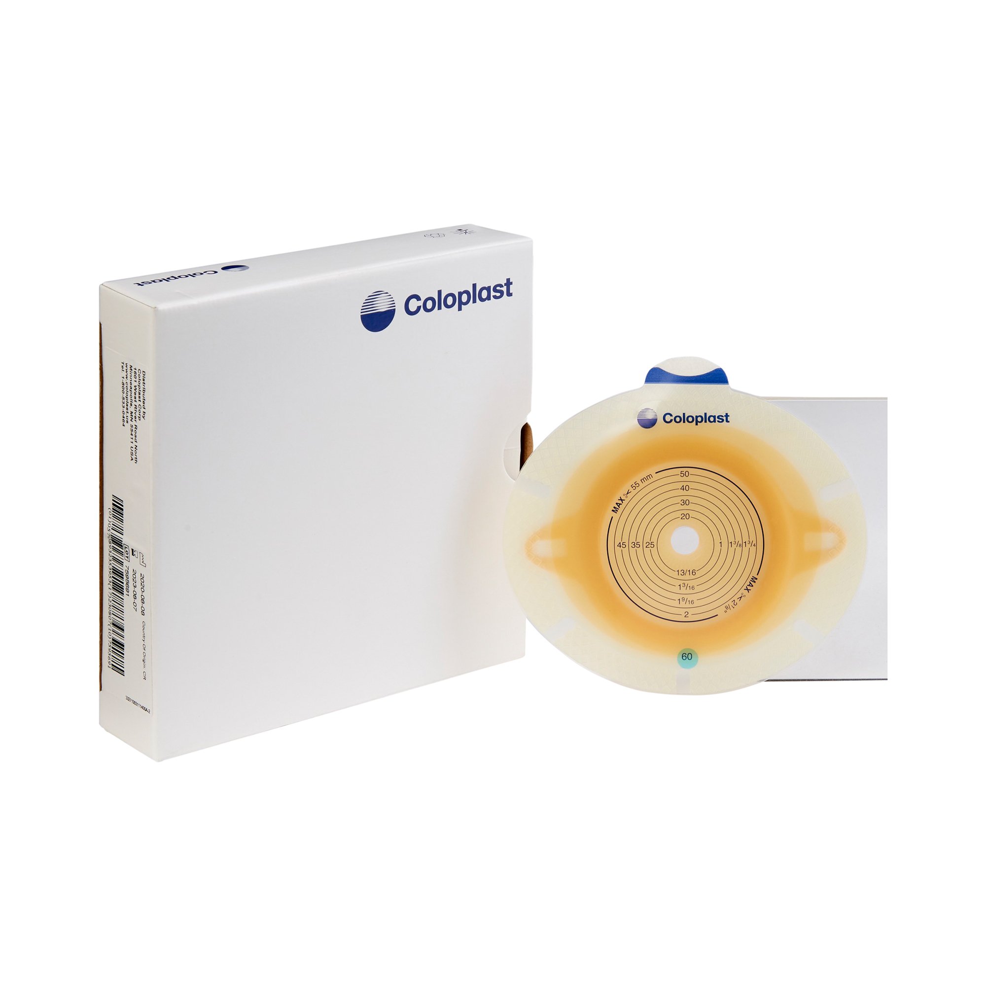 Coloplast 10031 - SenSura® Click Flat Ostomy Barrier, Trim to fit 10 – 55 Stoma Opening, Blue - 5/Box