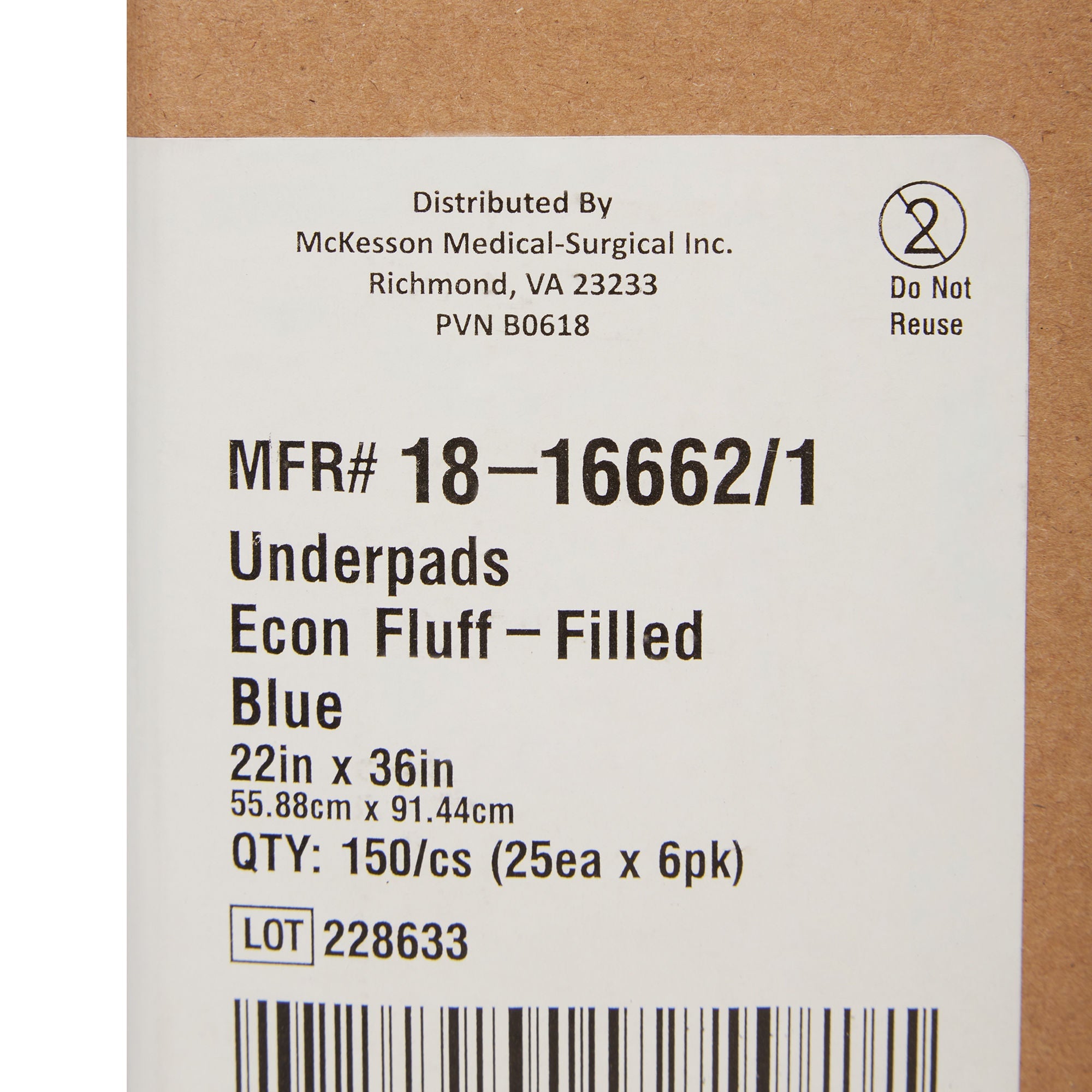 McKesson Brand - 18-16662-1 Disposable Underpad McKesson 22 X 36 Inch Fluff Light Absorbency